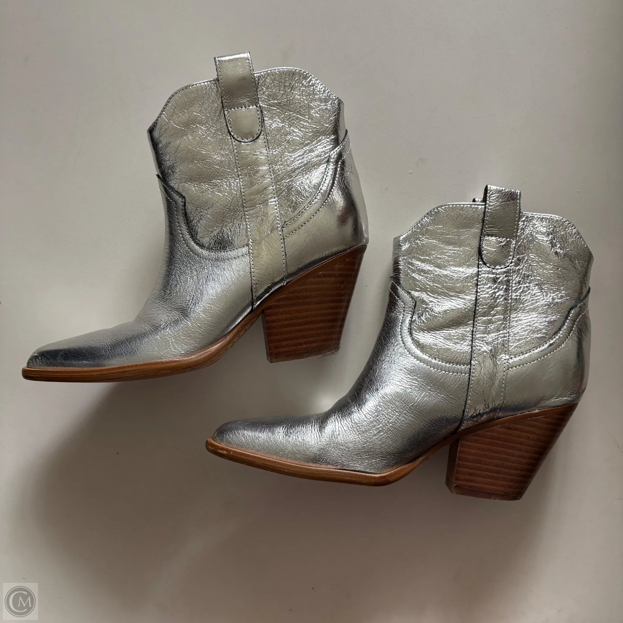 Boots Ankle Heels By Marc Fisher In Silver, Size: 7.5 - Image 2