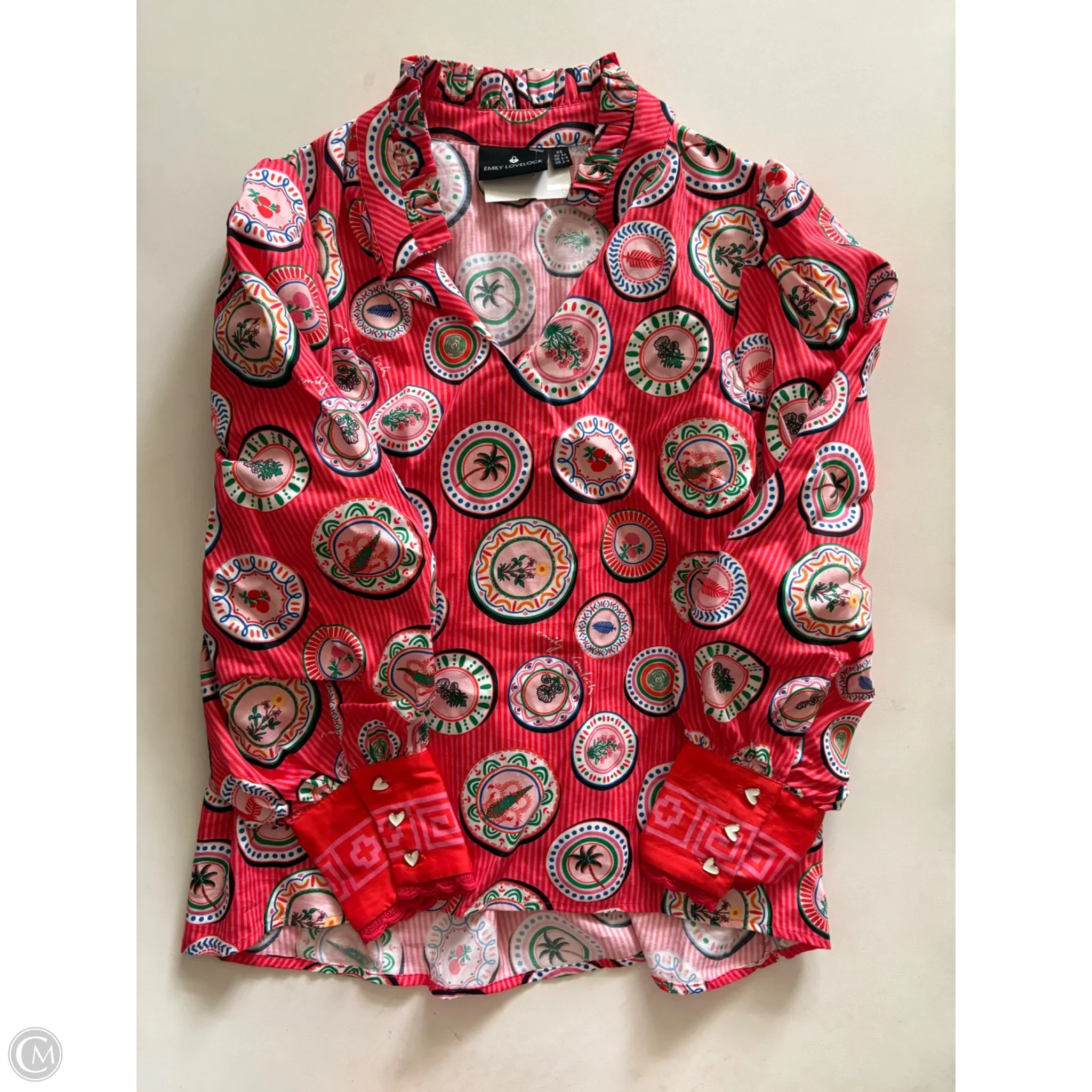 Top Long Sleeve By Emily Lovlock In Multi-colored, Size: Xs - Image 1
