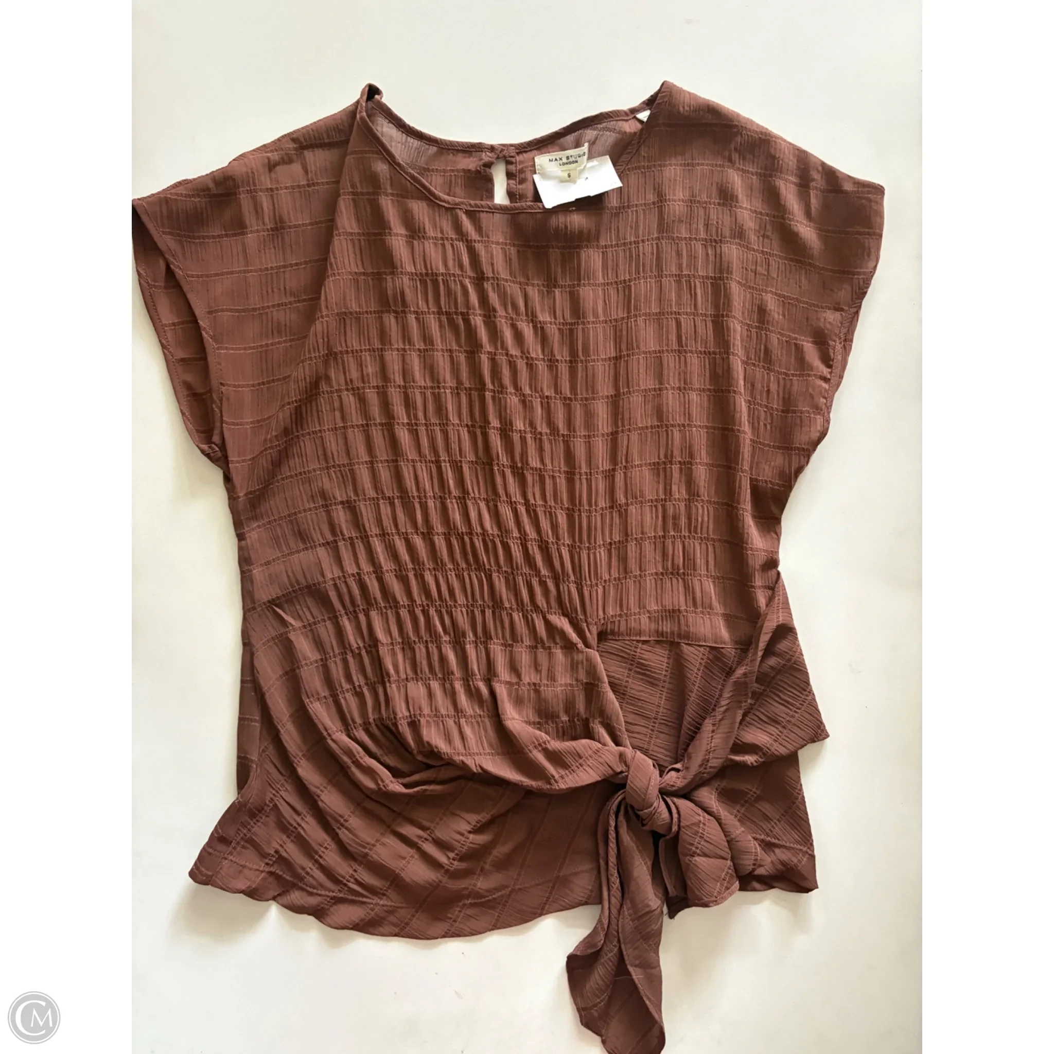 Blouse Short Sleeve By Max Studio In Brown, Size: S - Image 1