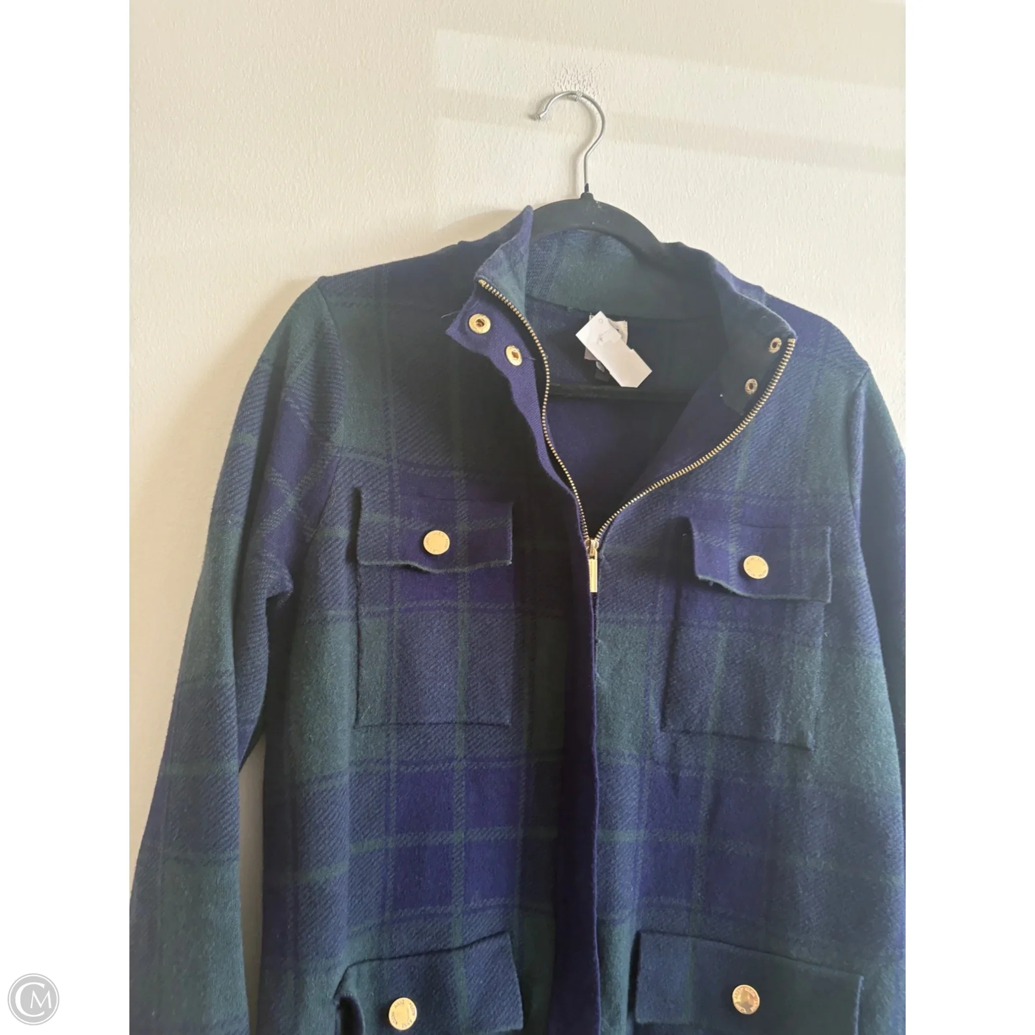 Coat Puffer & Quilted By Anne Klein In Plaid Pattern, Size: M - Image 3