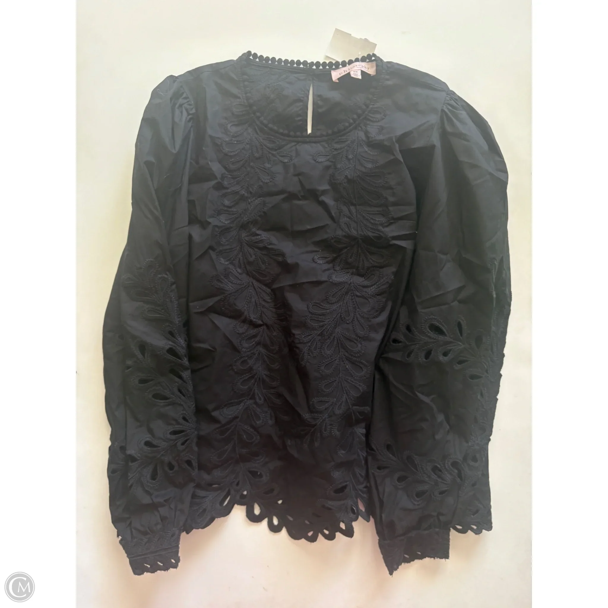 Top Long Sleeve By Philosophy In Black, Size: M - Image 1