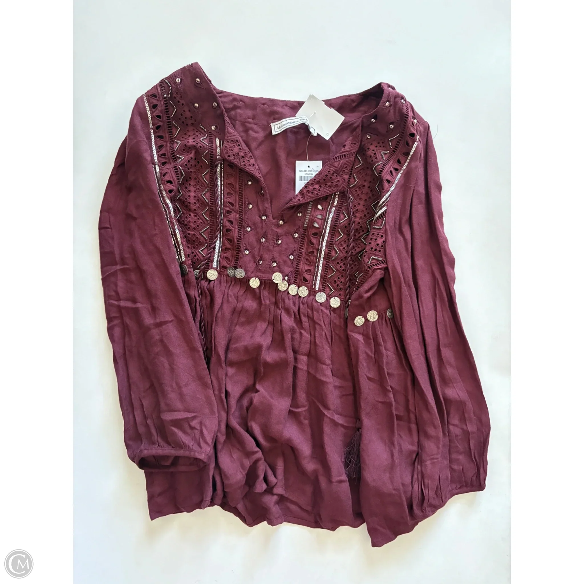 Top Long Sleeve By Abercrombie And Fitch In Maroon, Size: M - Image 1
