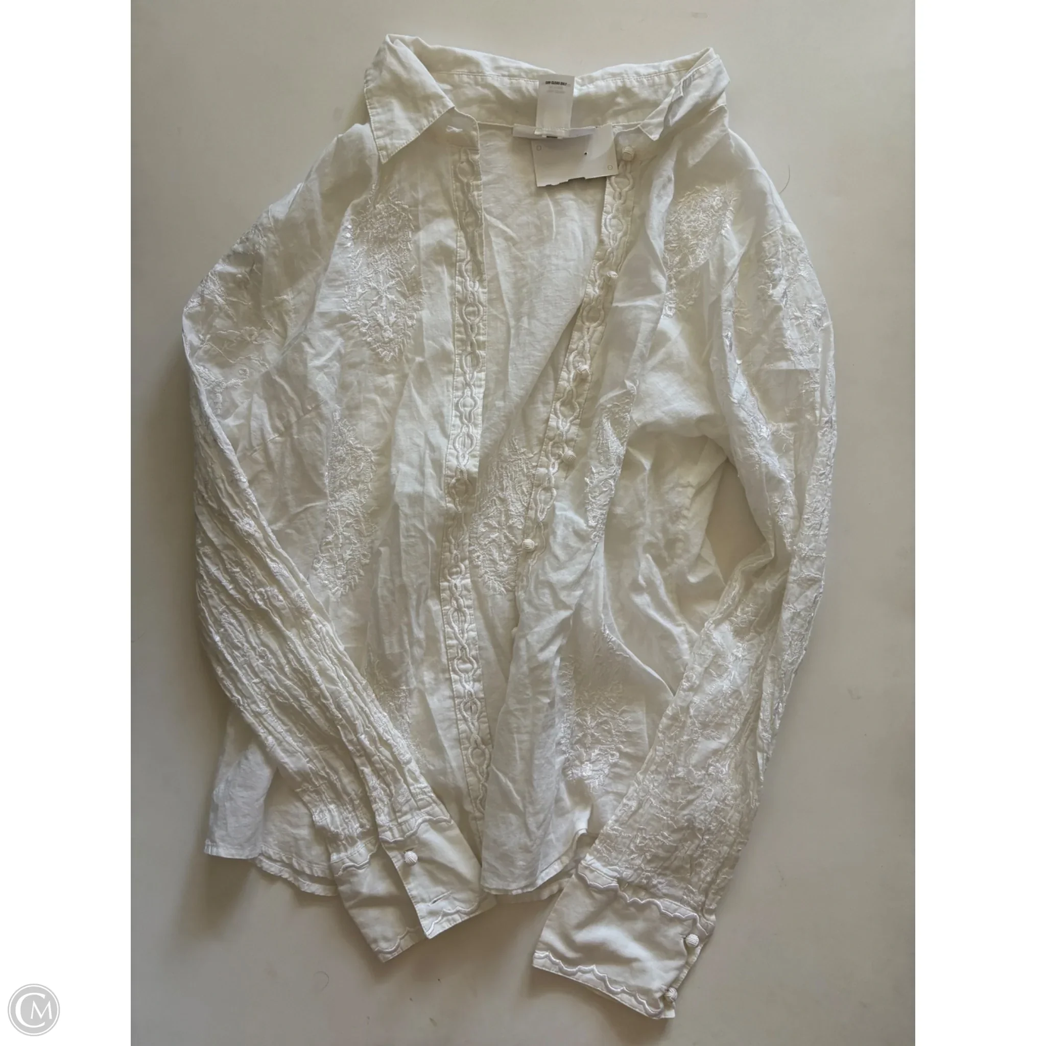 Top Long Sleeve By White House Black Market In Cream, Size: M - Image 1