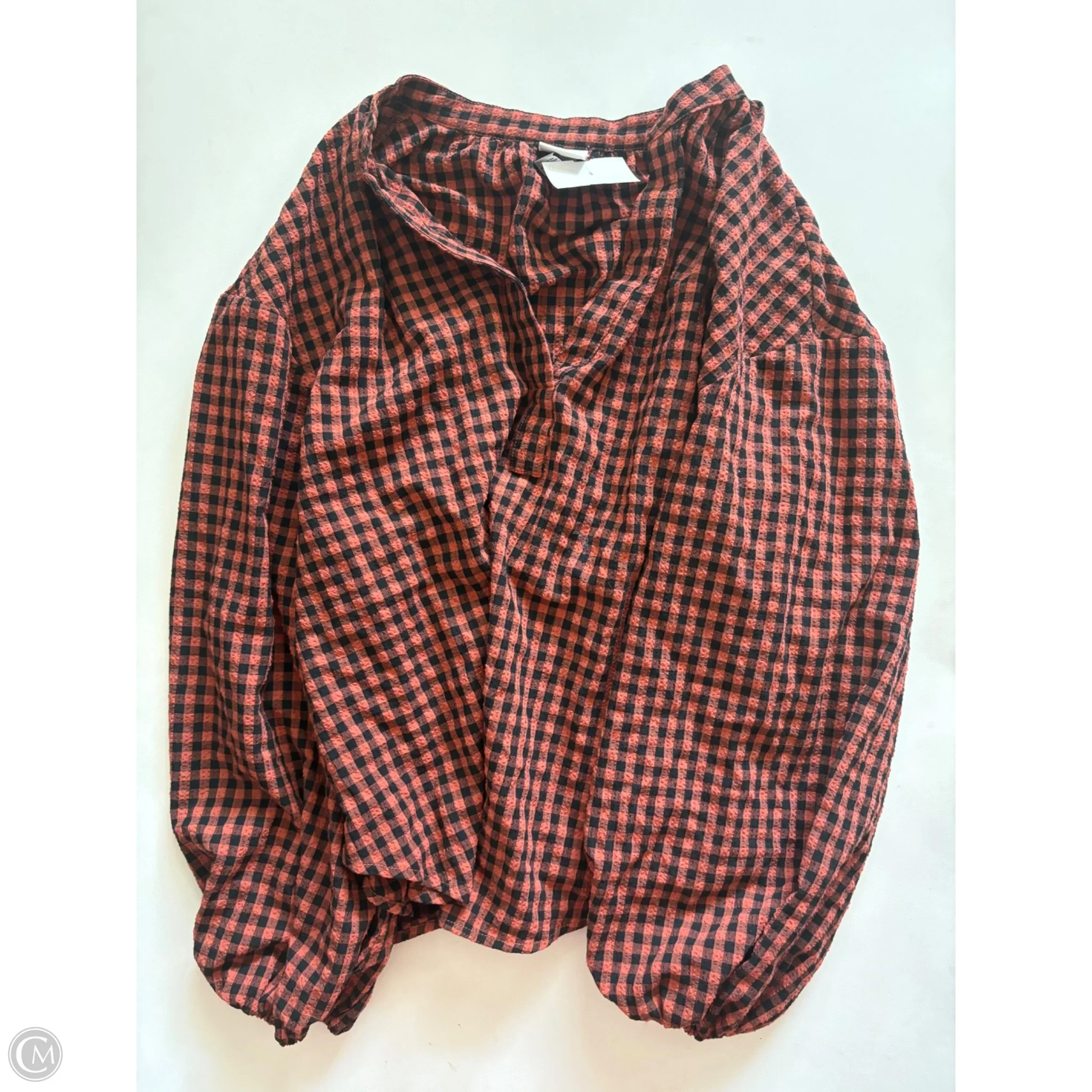 Top Long Sleeve By A New Day In Plaid Pattern, Size: M - Image 1