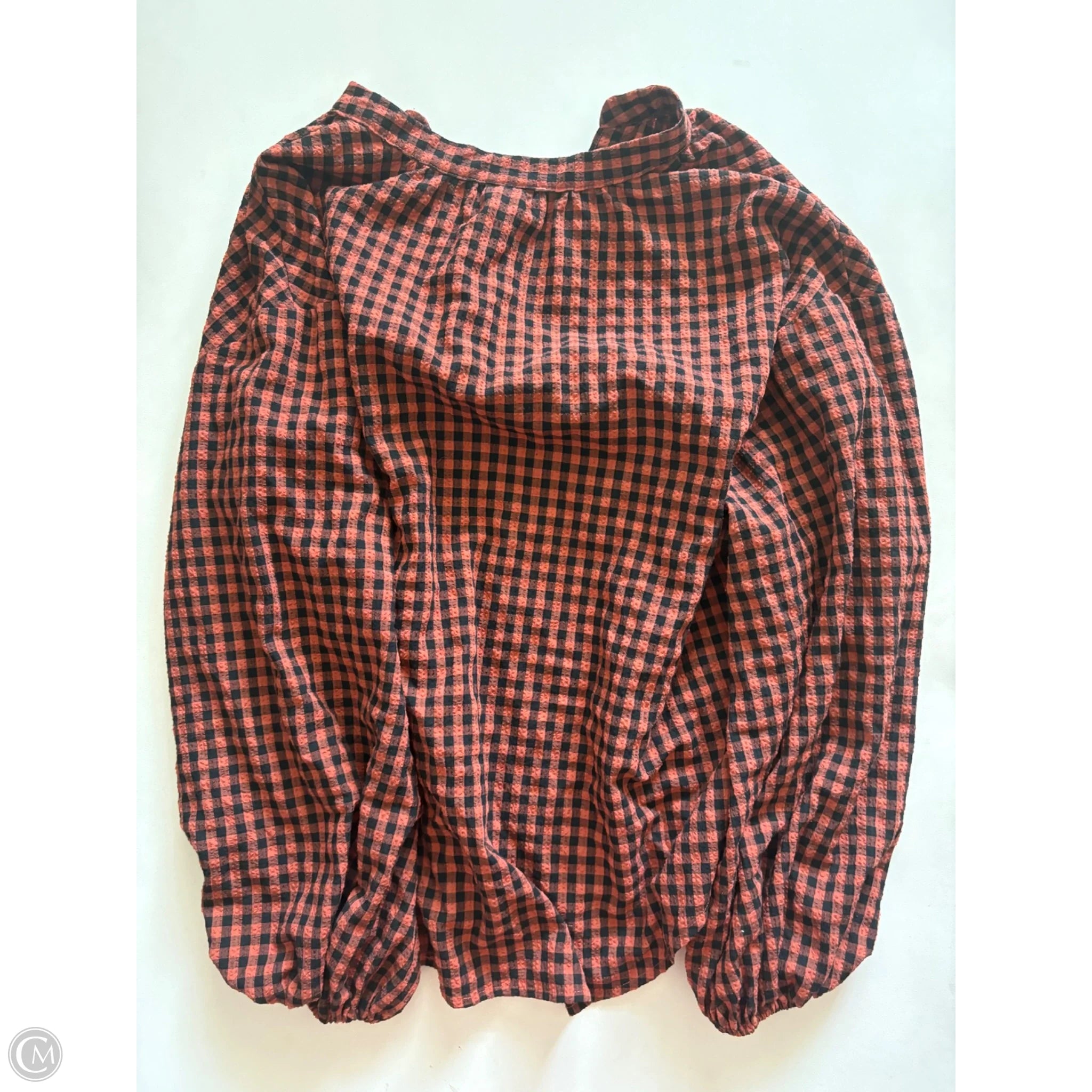 Top Long Sleeve By A New Day In Plaid Pattern, Size: M - Image 2