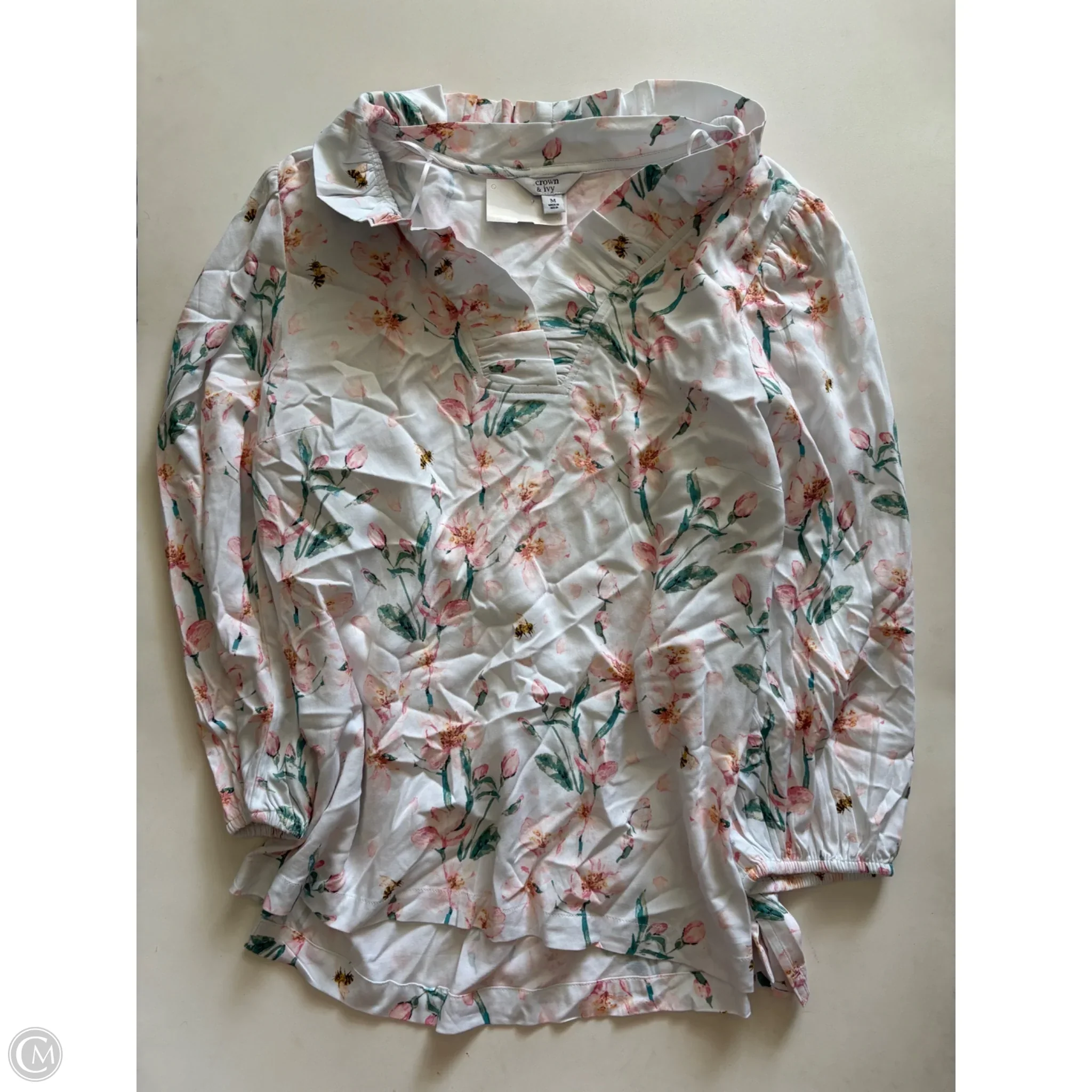 Top Long Sleeve By Crown And Ivy In Floral Print, Size: M - Image 1