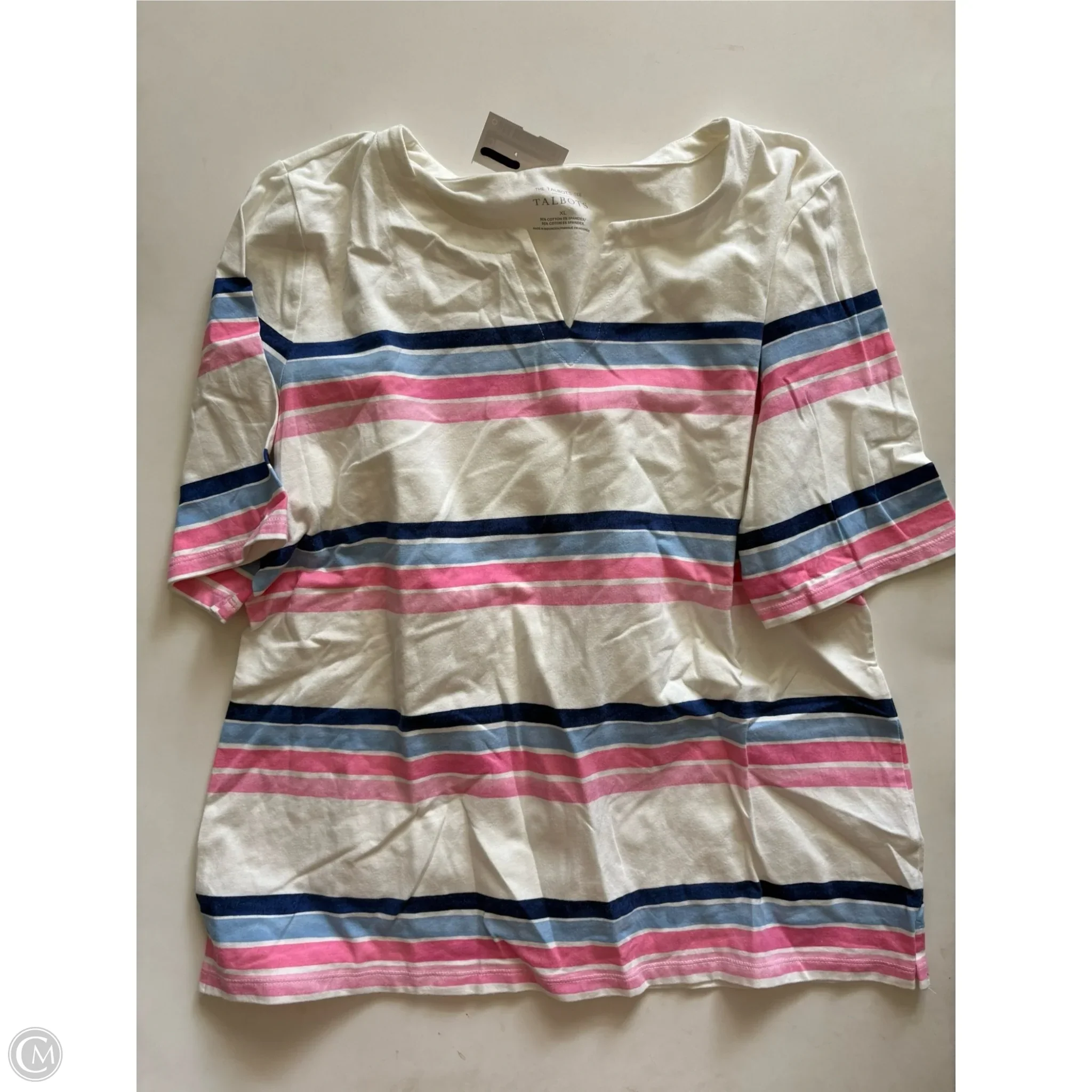 Top Short Sleeve By Talbots In Striped Pattern, Size: Xl - Image 1
