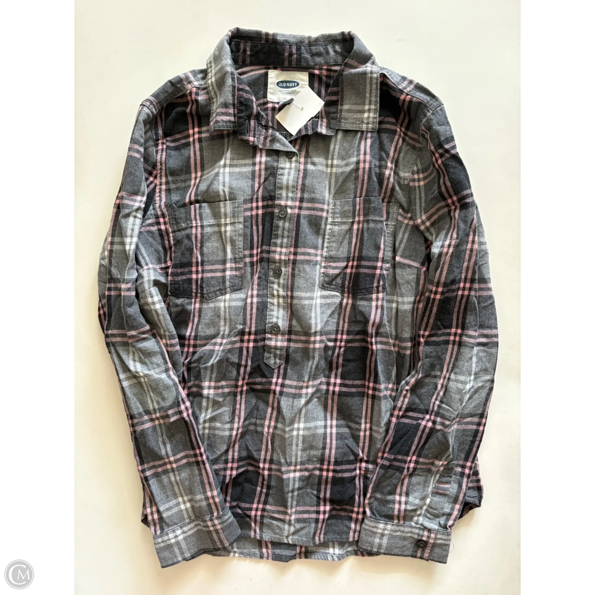 Top Long Sleeve By Old Navy In Plaid Pattern, Size: L - Image 1
