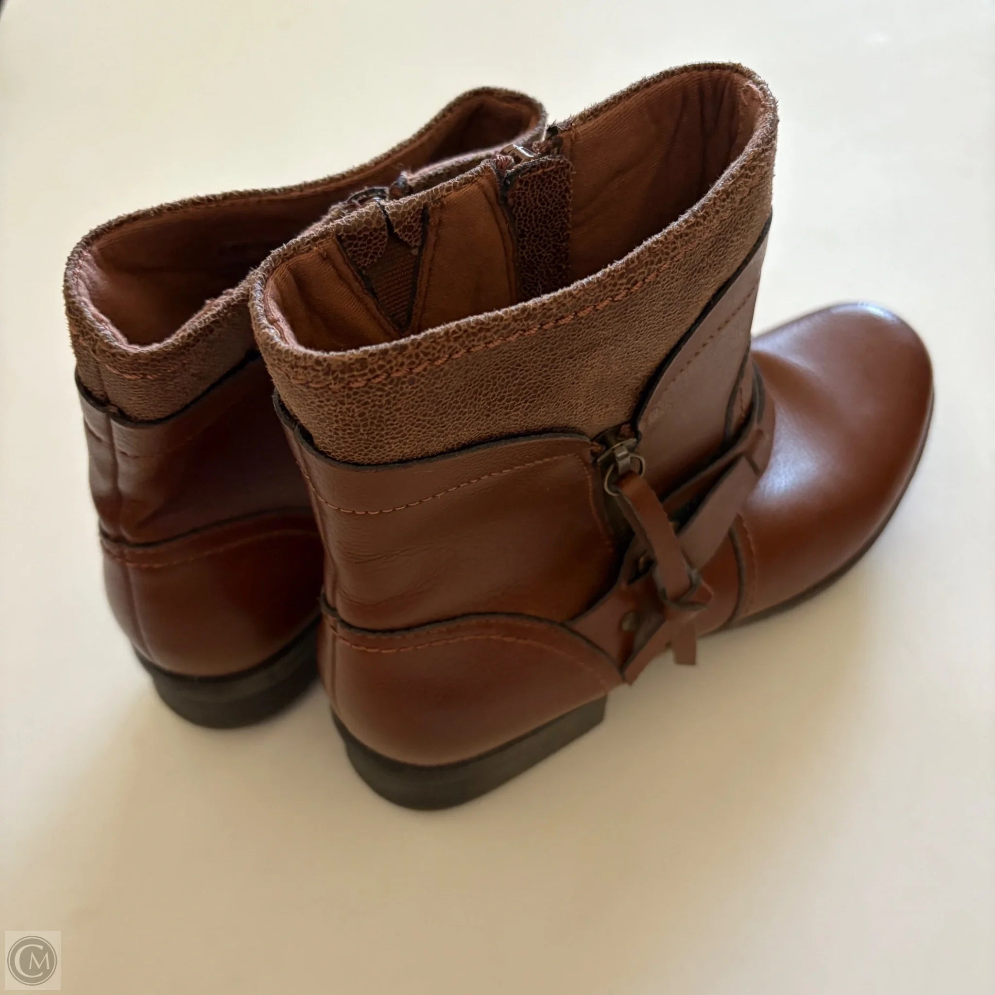 Boots Ankle Heels By Clarks In Brown, Size: 8.5 - Image 2