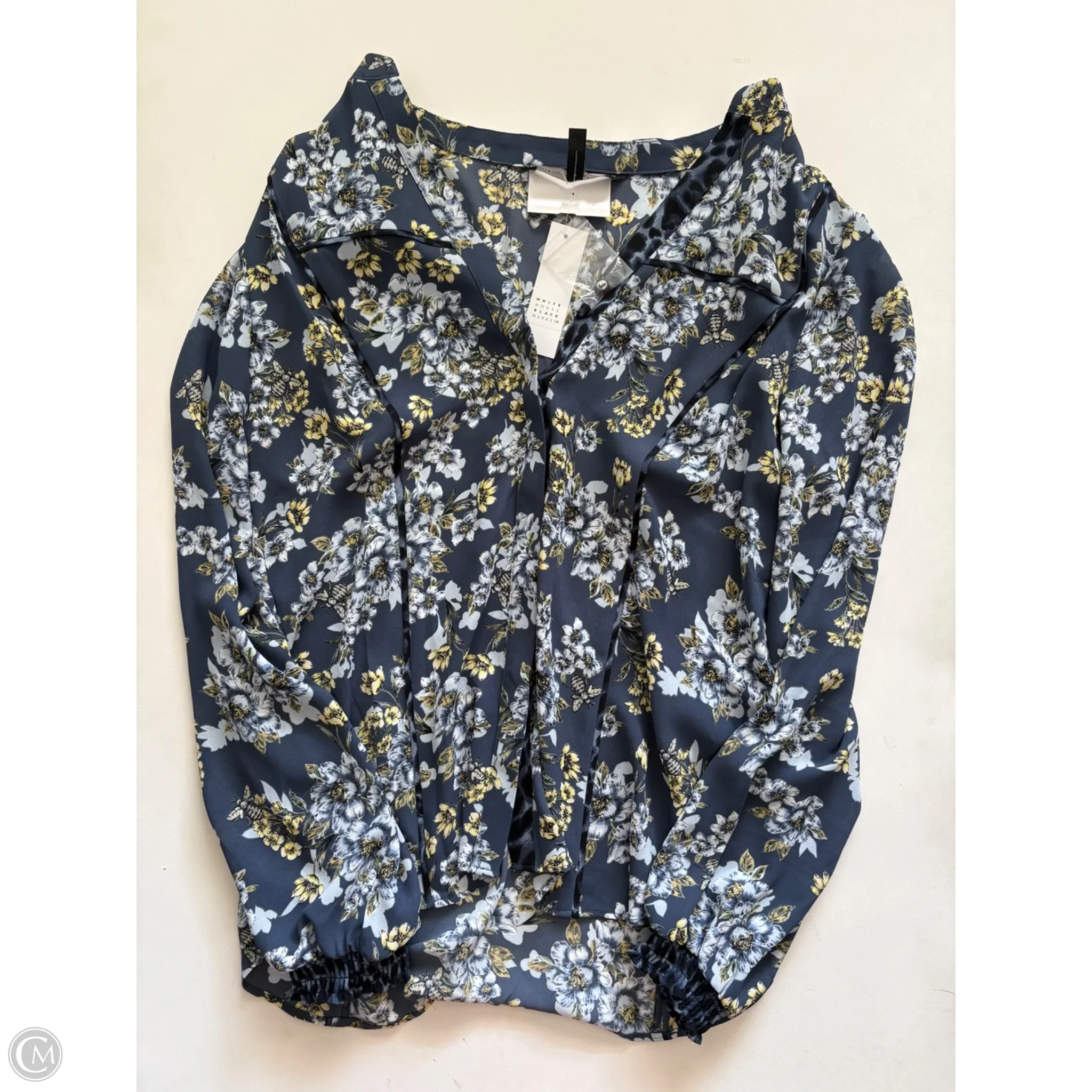 Blouse Long Sleeve By White House Black Market In Floral Print, Size: 8 - Image 1