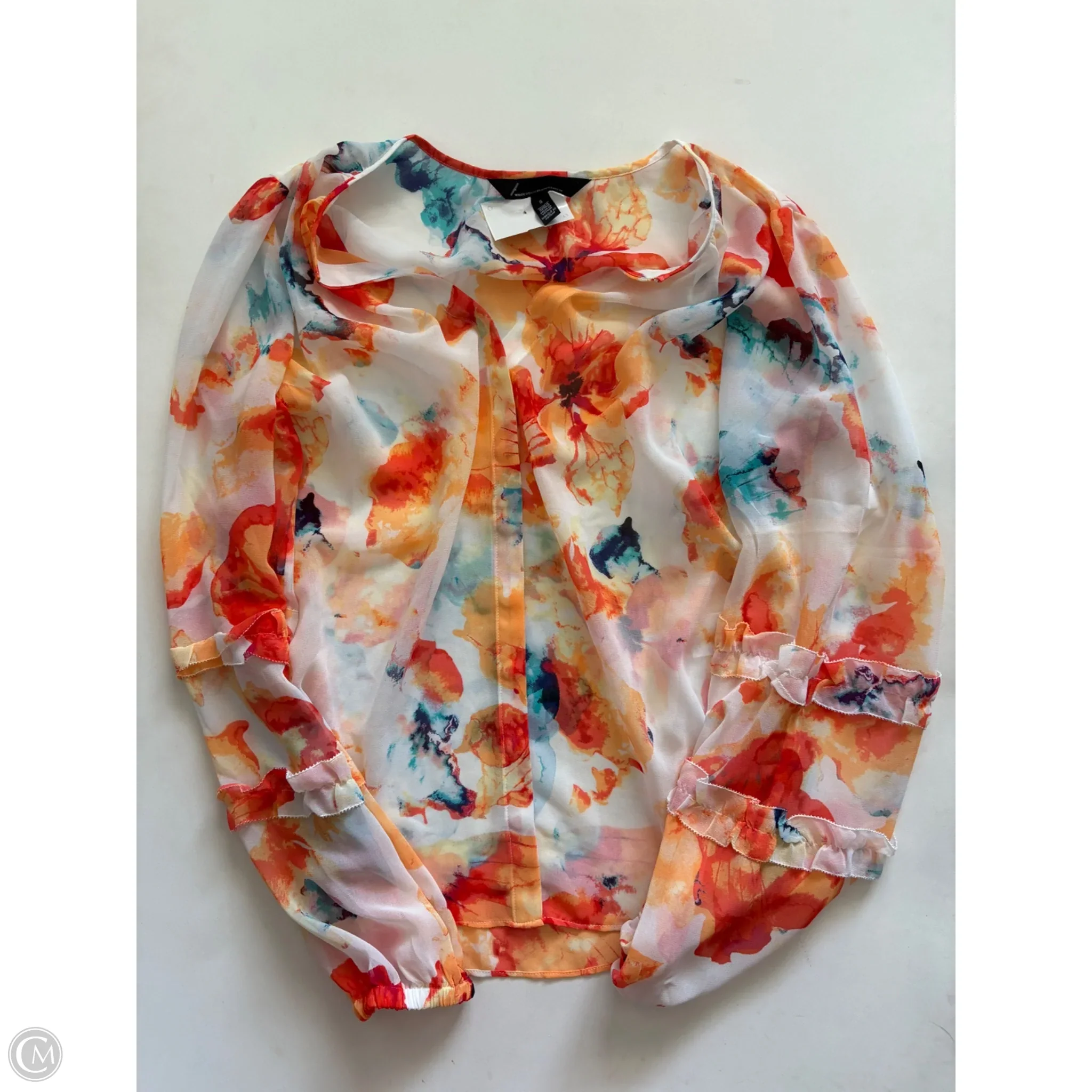 Blouse Long Sleeve By White House Black Market In Orange, Size: S - Image 1