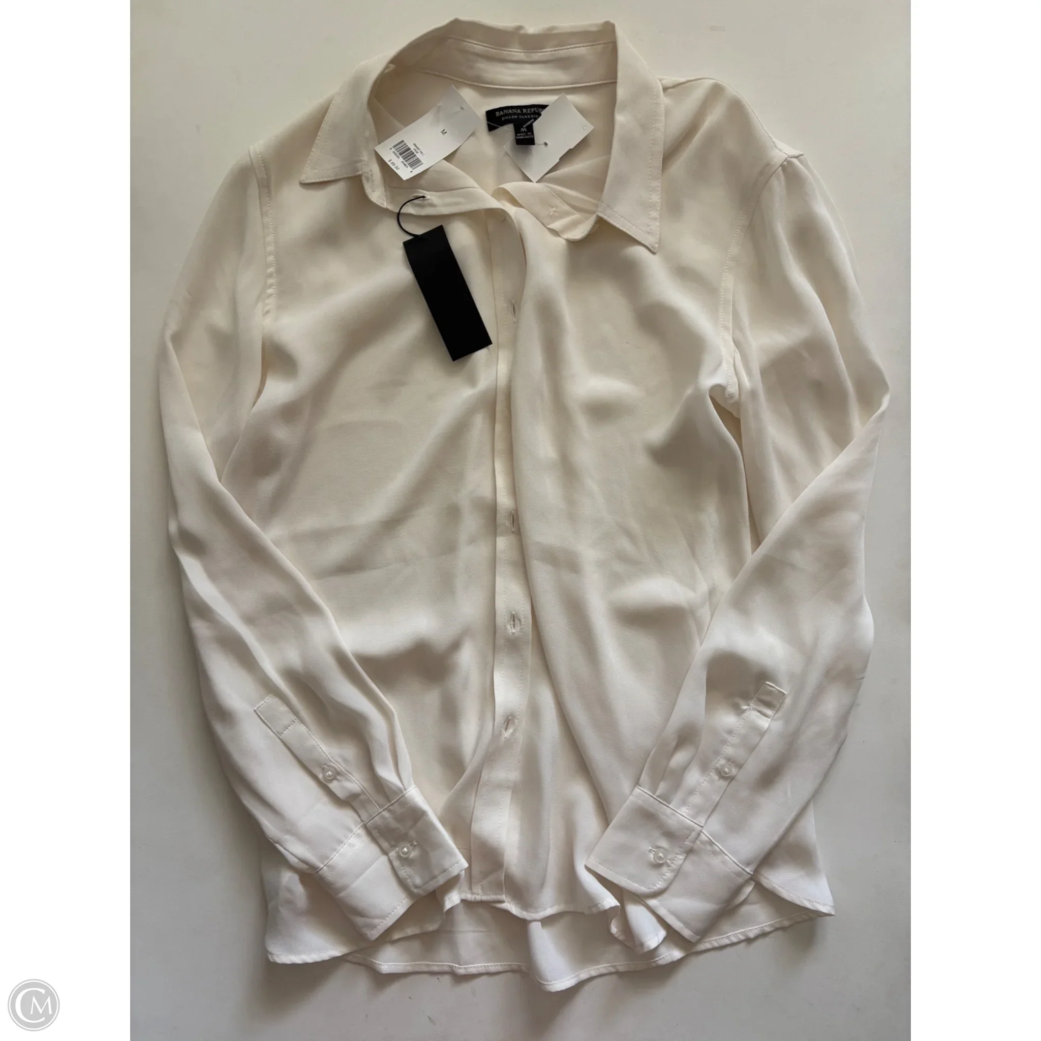 Blouse Long Sleeve By Banana Republic In Cream, Size: M - Image 1