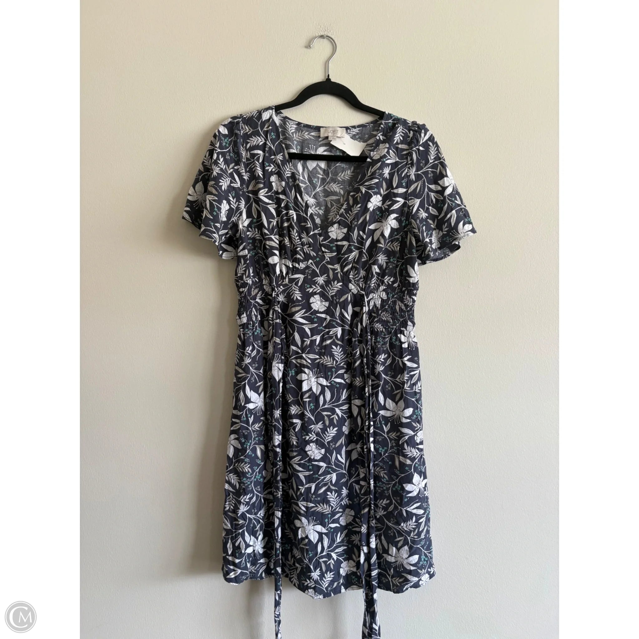 Dress Casual Midi By Loft In Grey & White, Size: M - Image 1