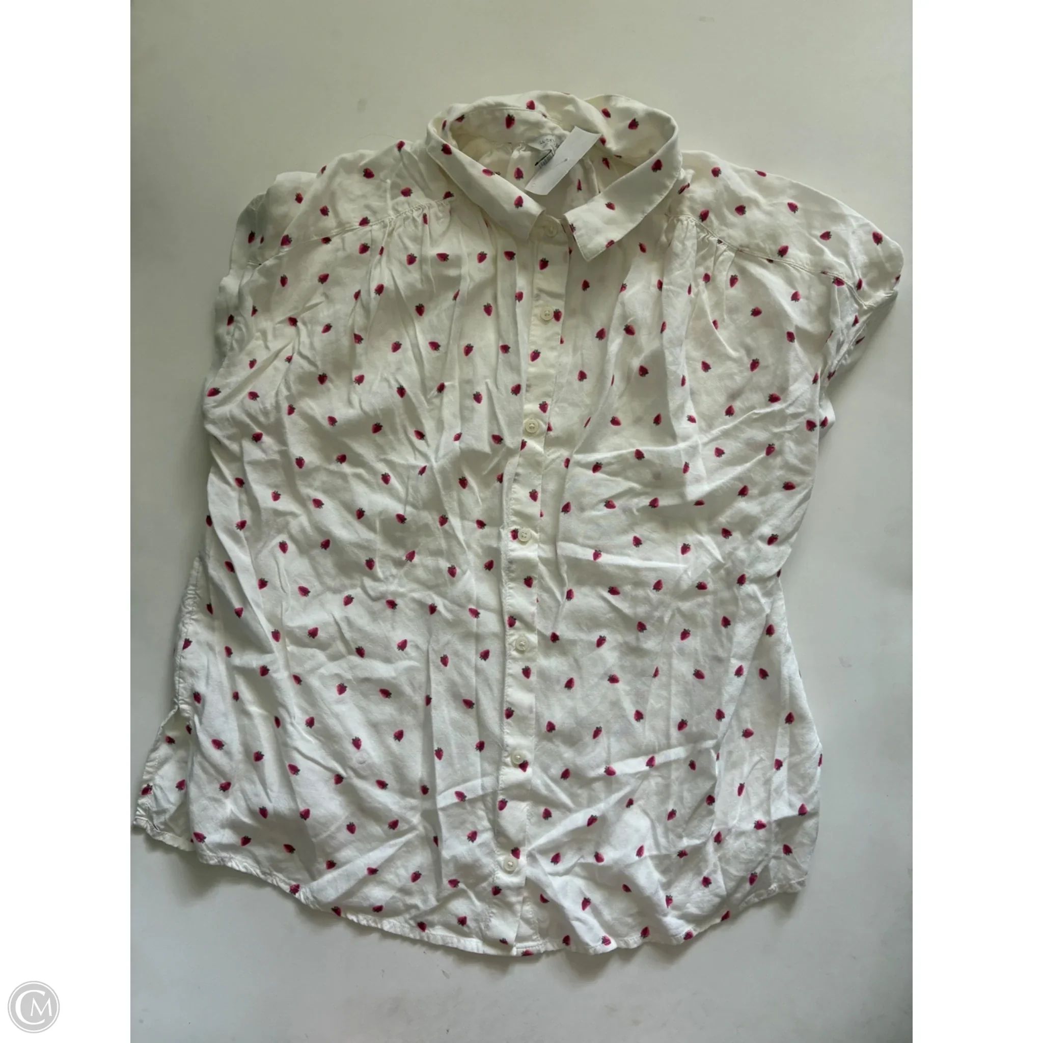 Top Short Sleeve By Lucky Brand In Cream & Pink, Size: M - Image 1