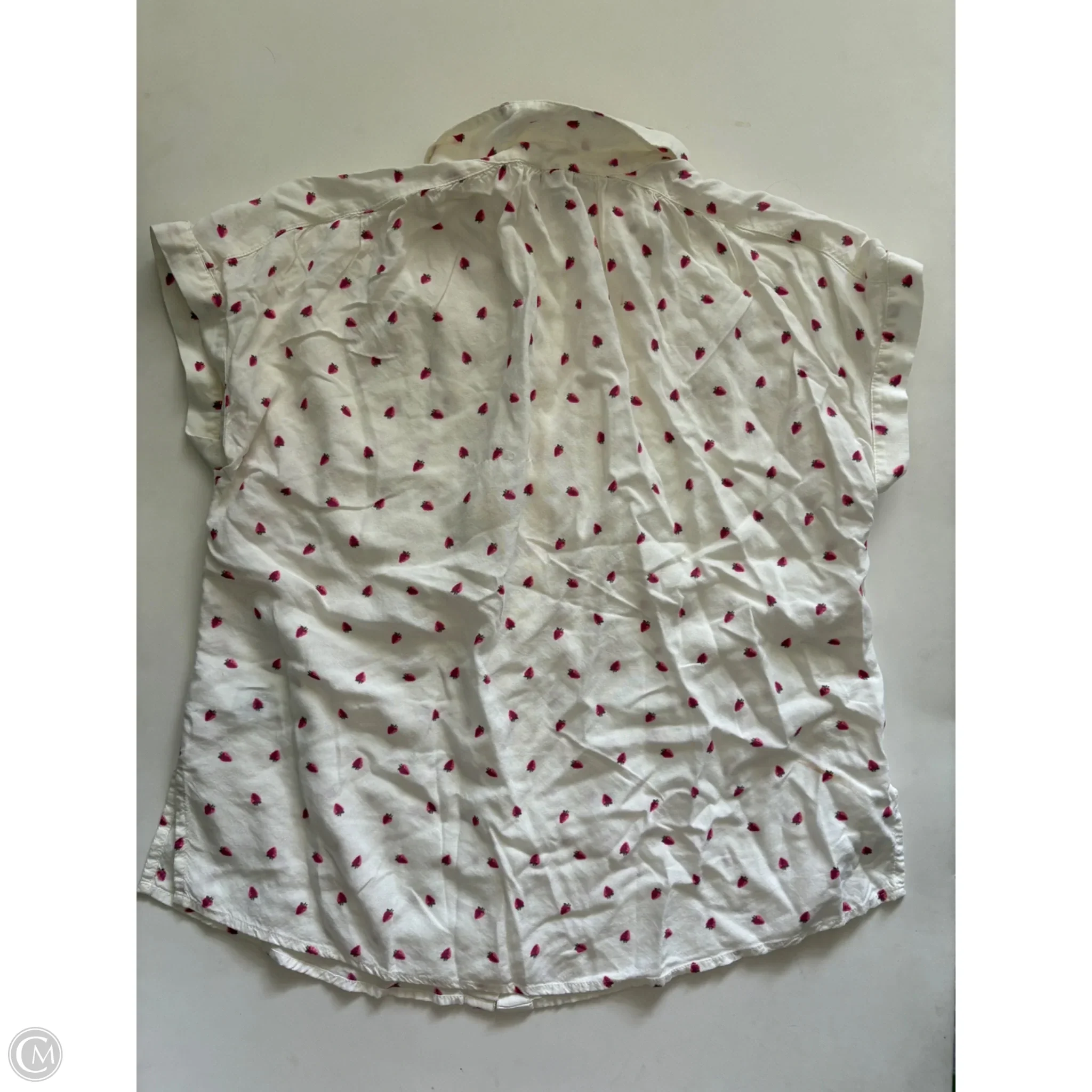Top Short Sleeve By Lucky Brand In Cream & Pink, Size: M - Image 2