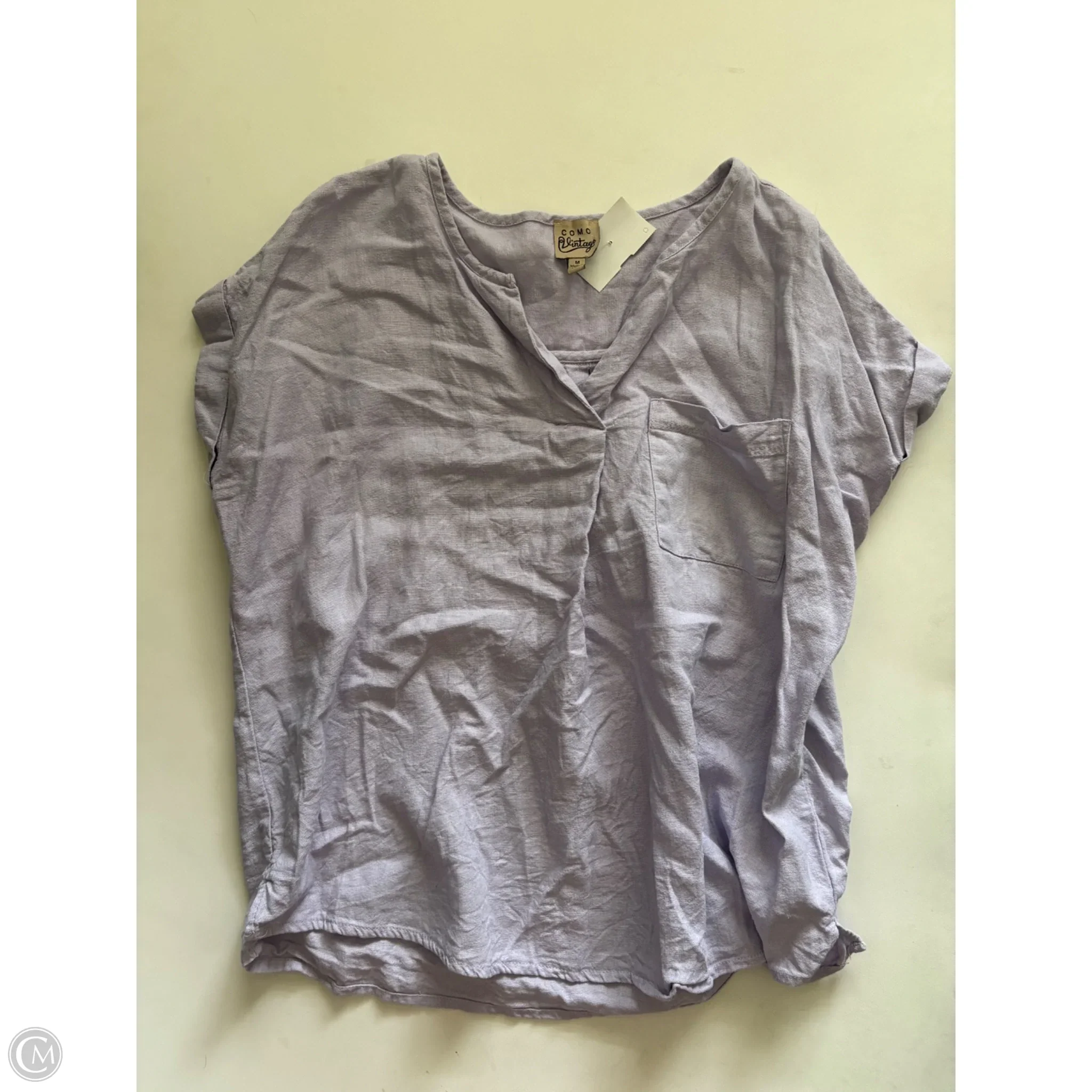 Top Short Sleeve By Como Vintage In Purple, Size: M - Image 1