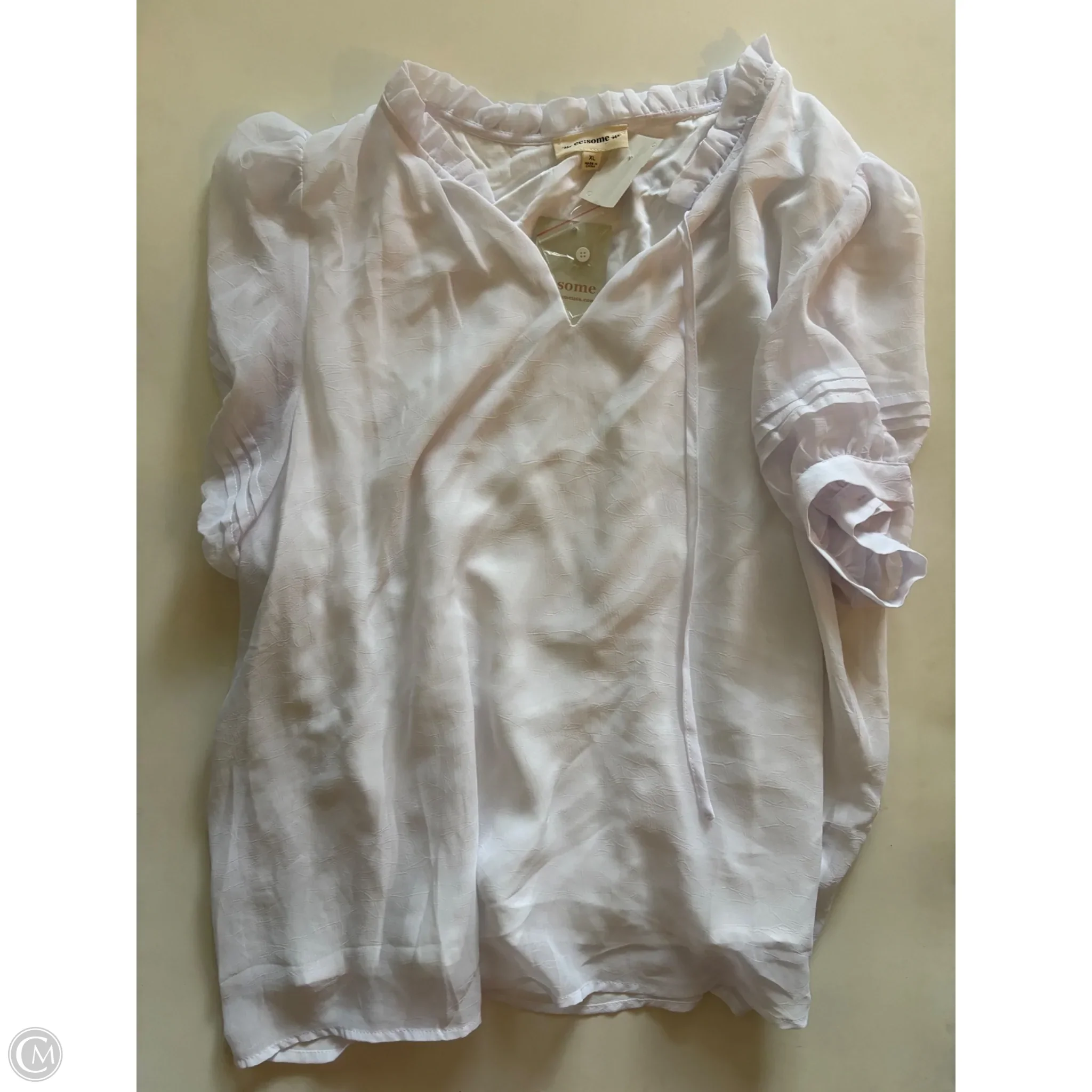 Blouse Short Sleeve By Eesome In White, Size: Xl - Image 1