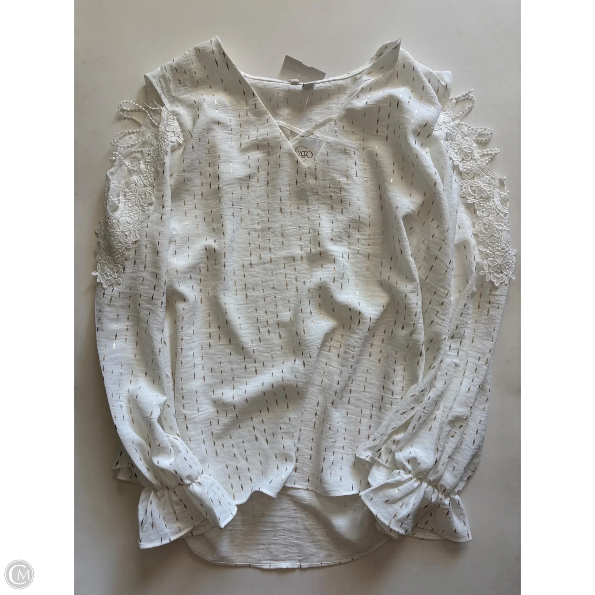 Blouse Long Sleeve By Cato In White, Size: Xl - Image 1