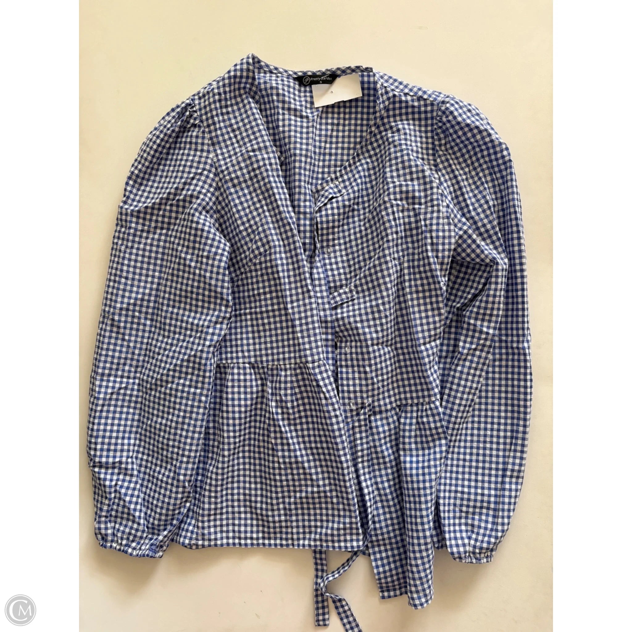 Top Long Sleeve By Prettygarden In Checkered Pattern, Size: S - Image 1