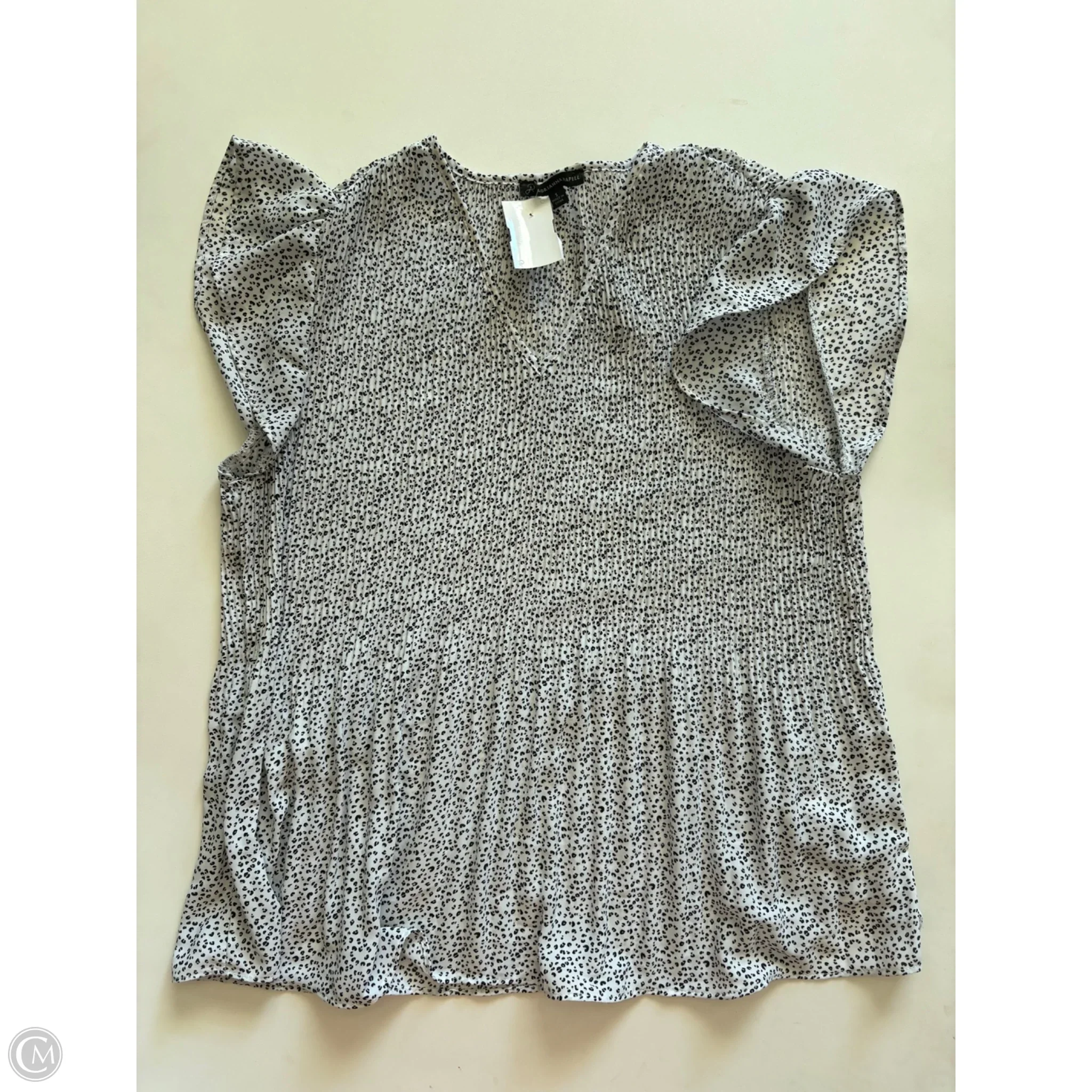 Blouse Short Sleeve By Adrianna Papell In Black & White, Size: S - Image 1
