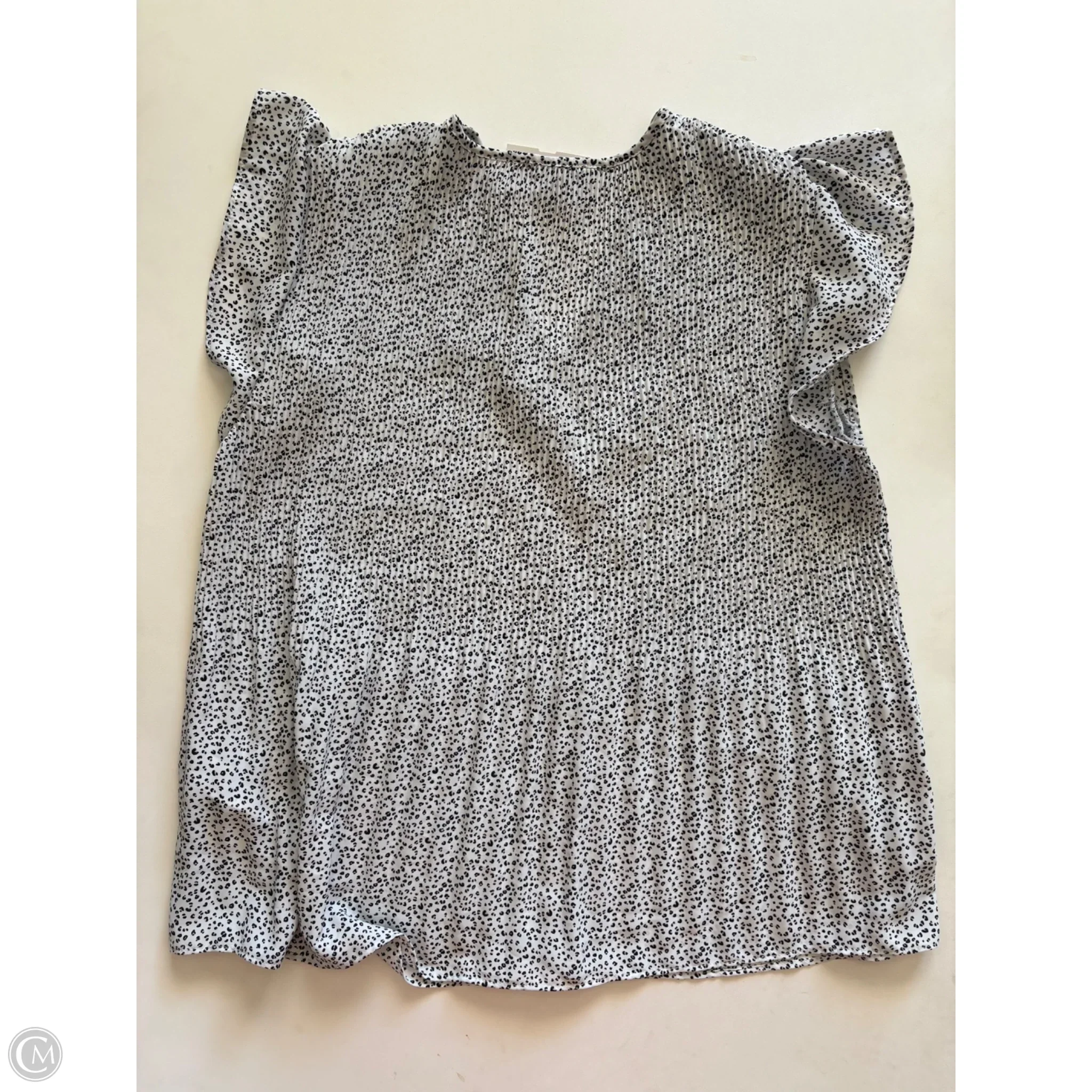 Blouse Short Sleeve By Adrianna Papell In Black & White, Size: S - Image 2