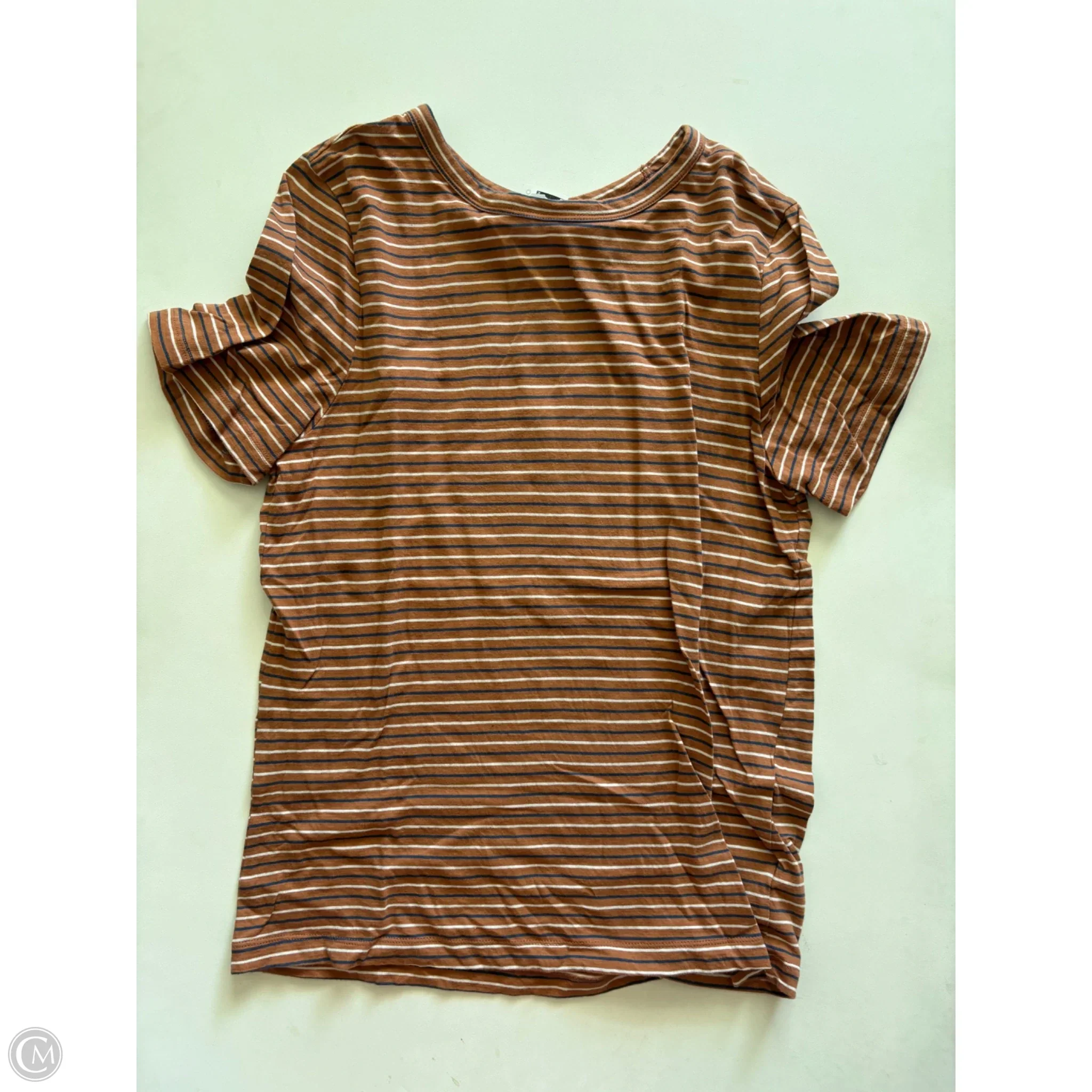 Top Short Sleeve By Universal Thread In Striped Pattern, Size: M - Image 1