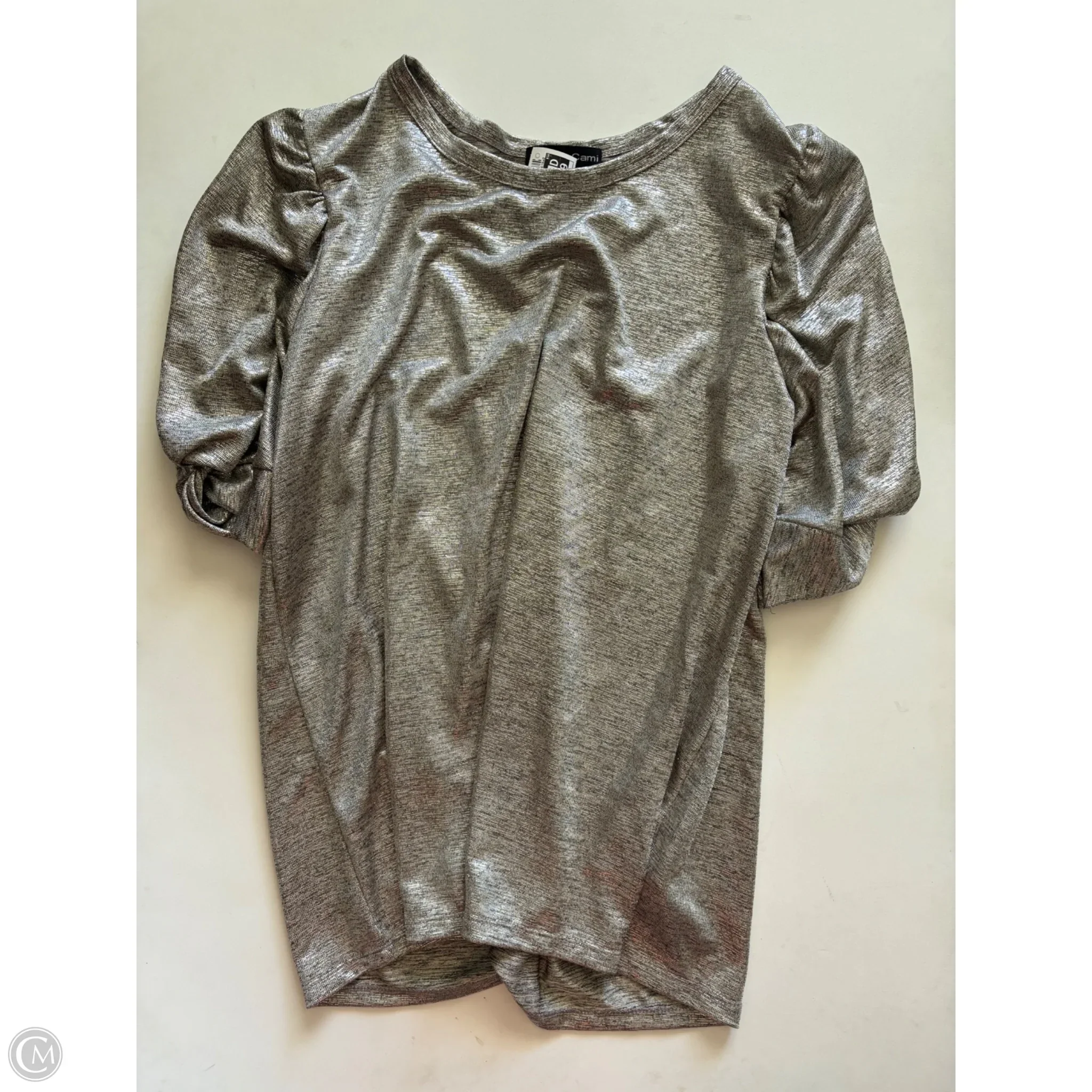 Top Short Sleeve By Kim & Cami In Silver, Size: L - Image 1