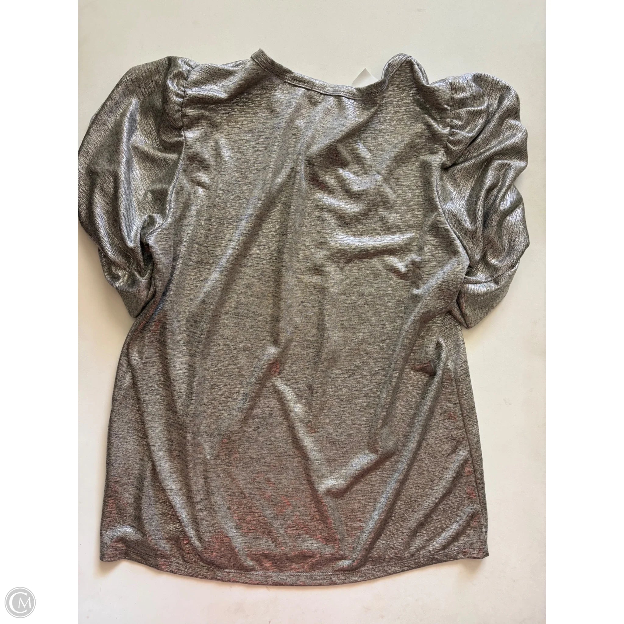 Top Short Sleeve By Kim & Cami In Silver, Size: L - Image 2