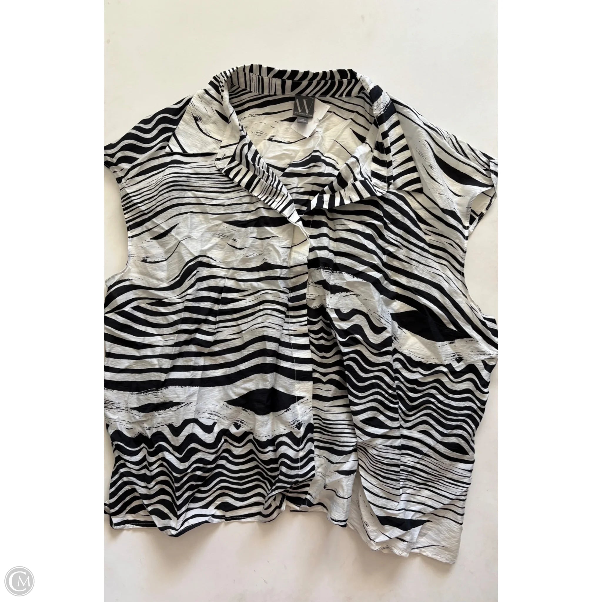 Top Sleeveless By Worthington In Black & White, Size: 3x