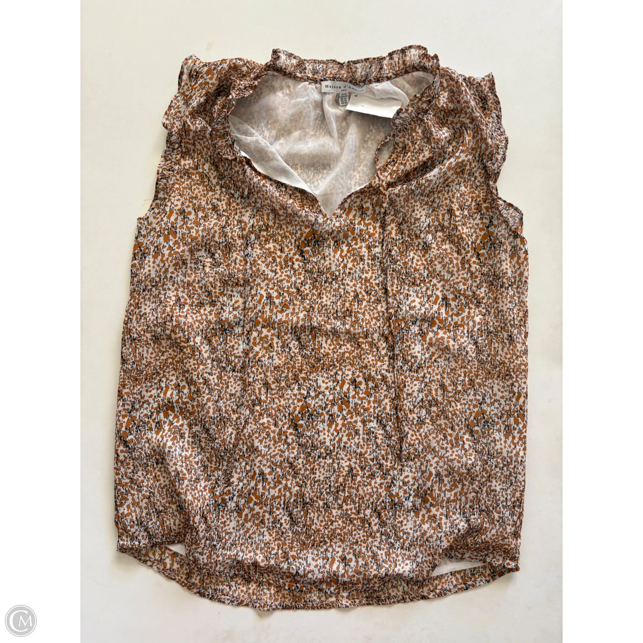 Blouse Sleeveless By Maison Damelie In Brown, Size: Xs - Image 1