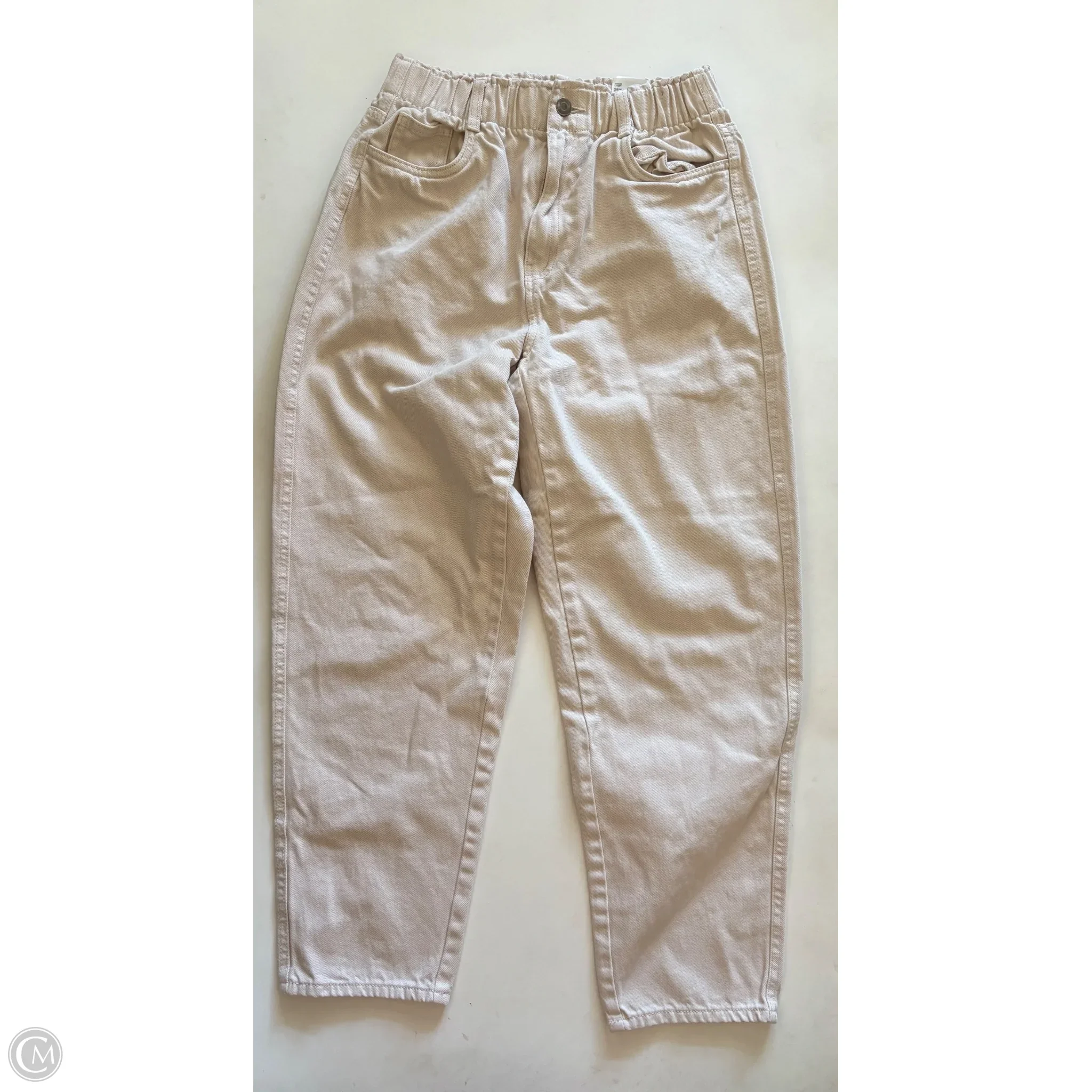 Jeans Straight By H&m In Cream, Size: 6 - Image 1
