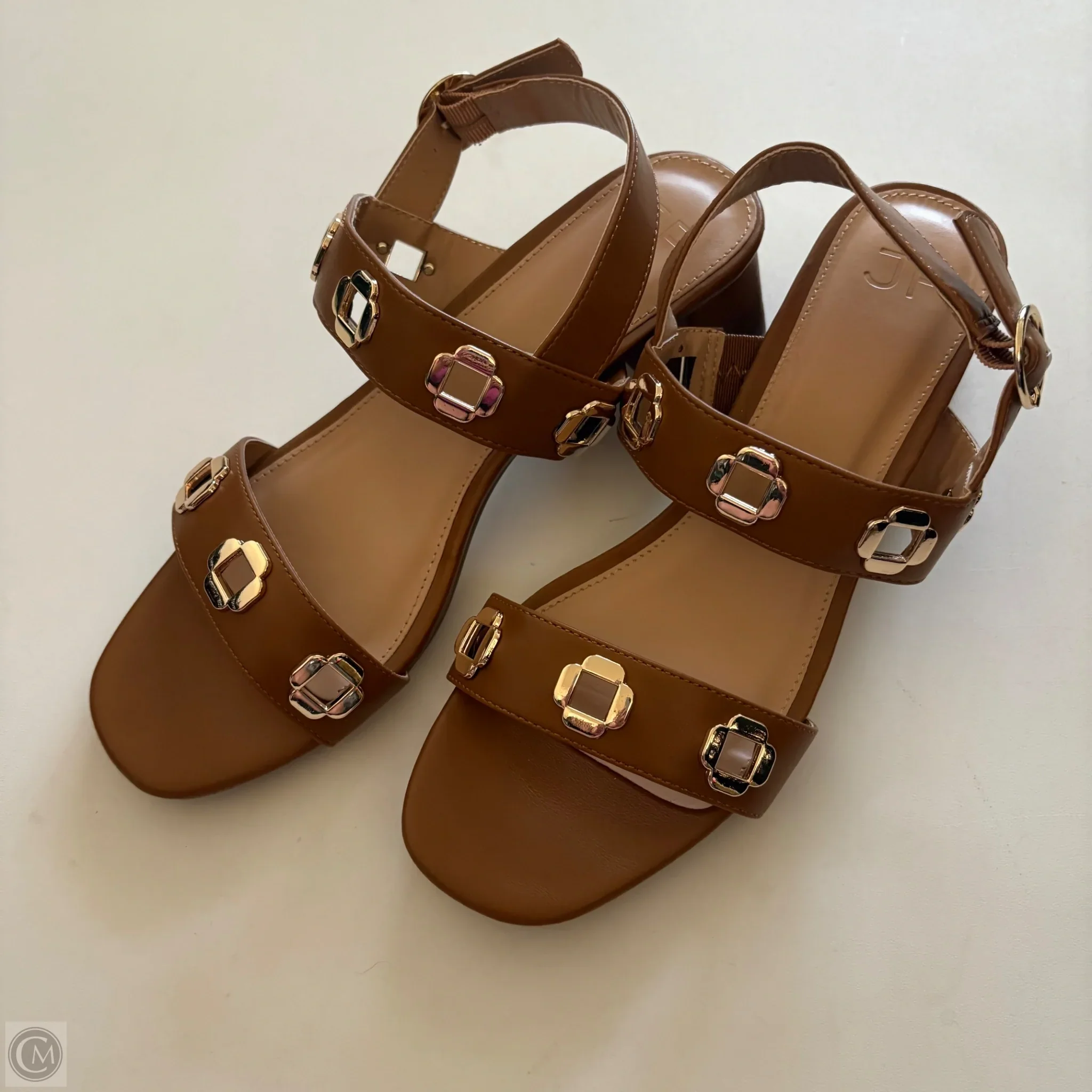 Sandals Heels Block By Just Fab In Brown, Size: 8.5 - Image 1