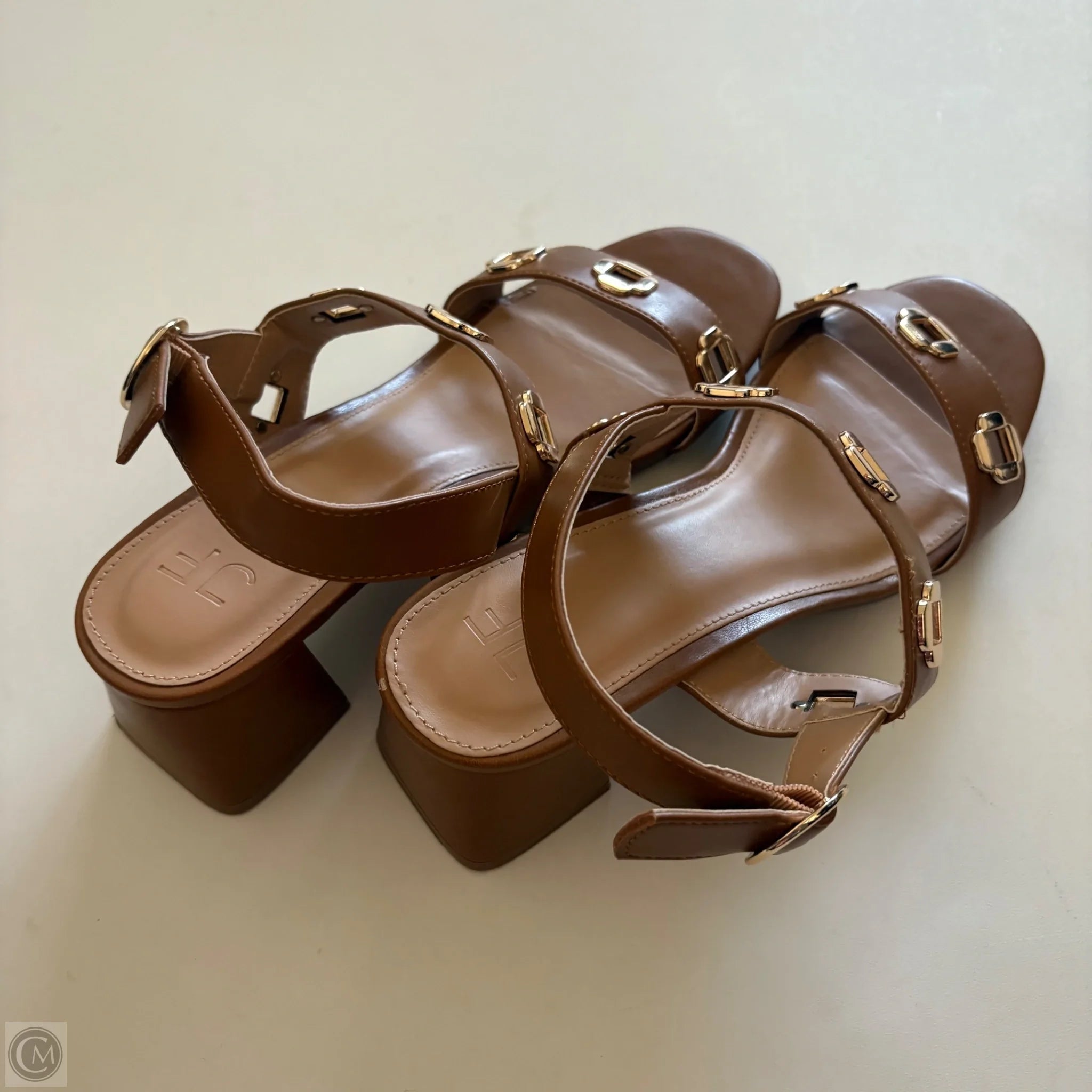 Sandals Heels Block By Just Fab In Brown, Size: 8.5 - Image 2