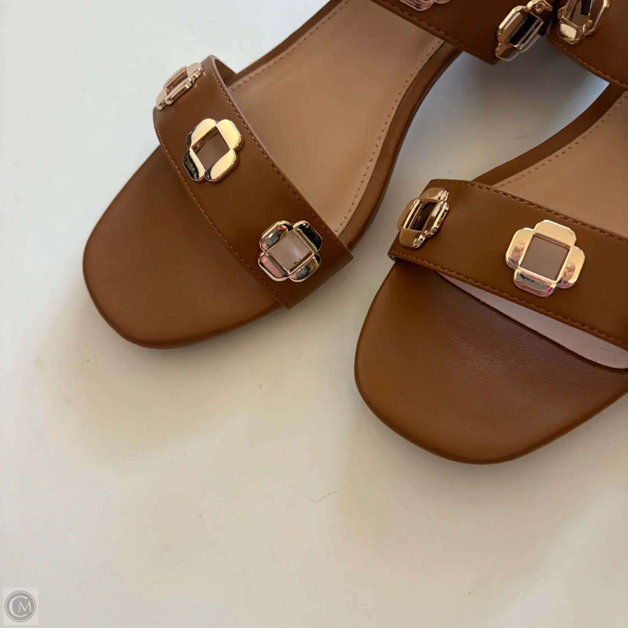 Sandals Heels Block By Just Fab In Brown, Size: 8.5 - Image 3
