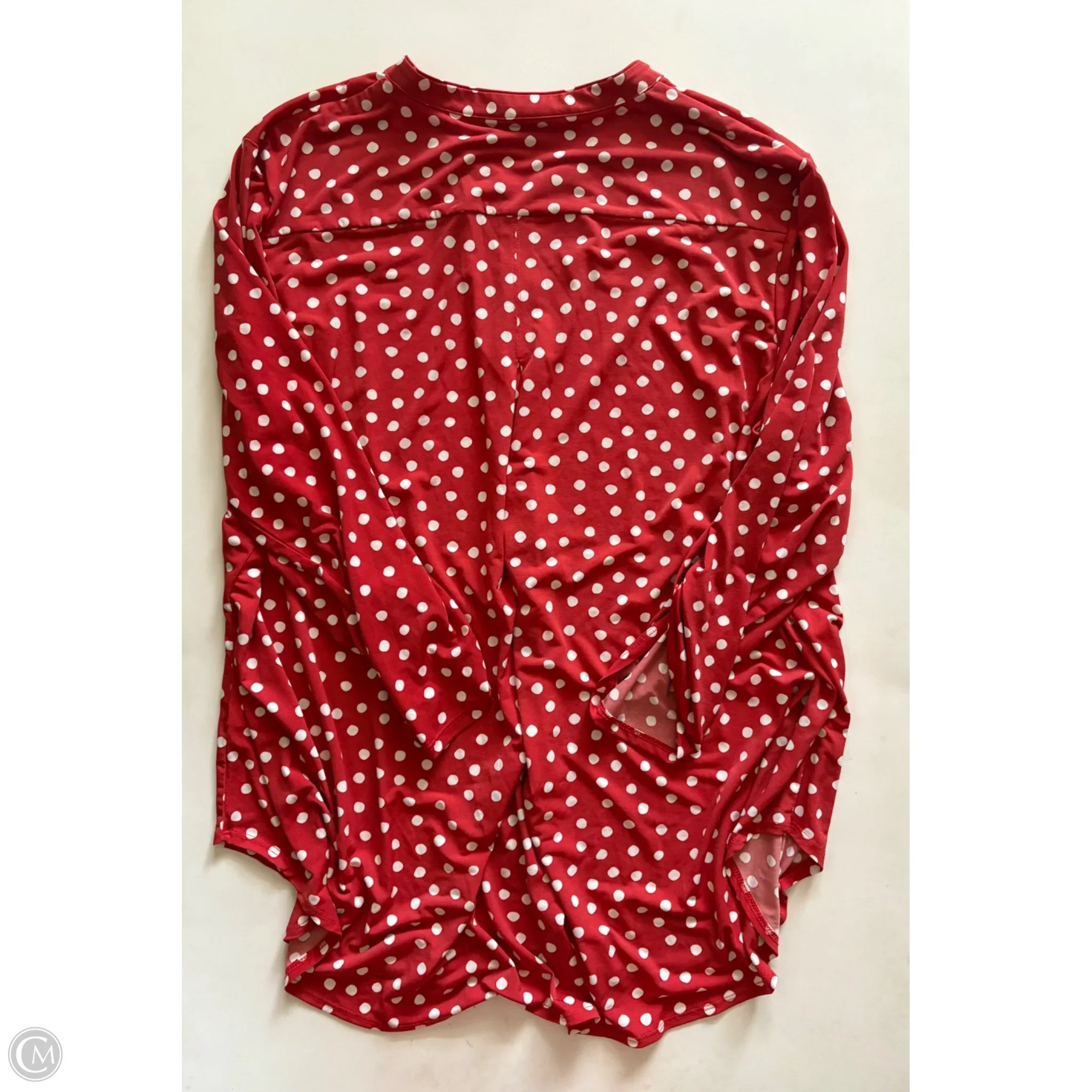 Blouse Long Sleeve By Cato In Polkadot Pattern, Size: 3x - Image 2