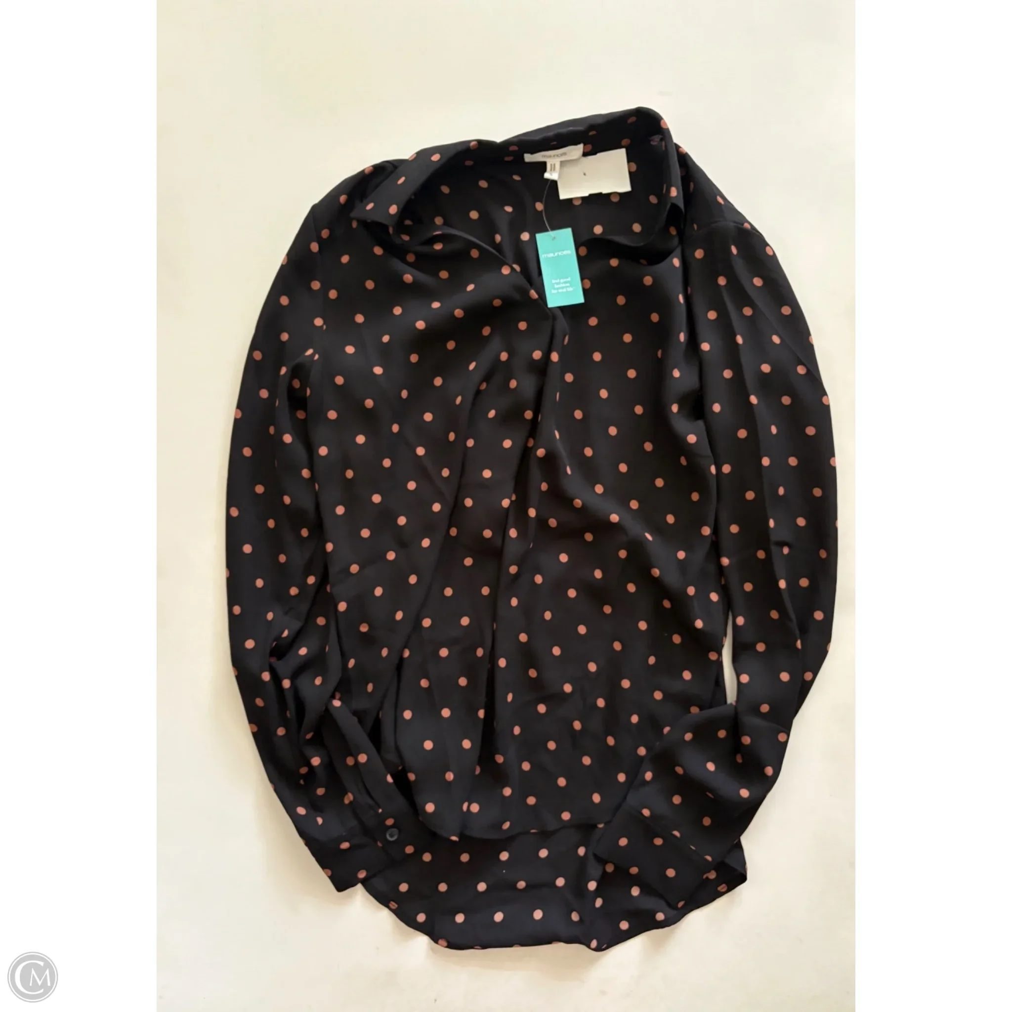 Blouse Long Sleeve By Maurices In Polkadot Pattern, Size: S - Image 1