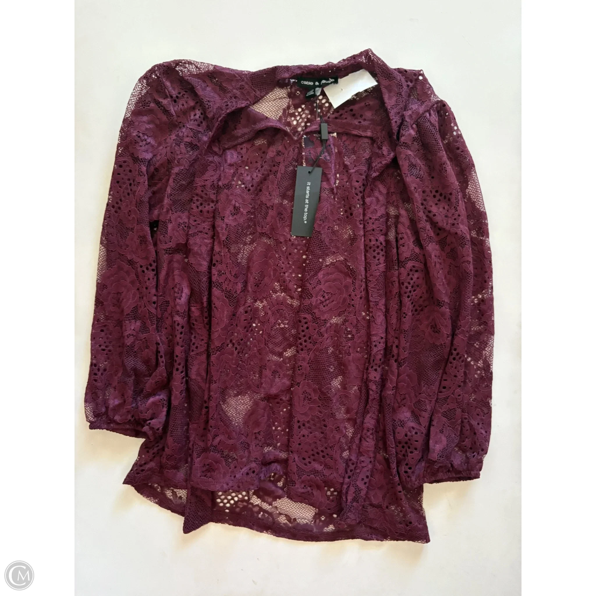 Top Long Sleeve By Cable And Gauge In Maroon, Size: M - Image 1