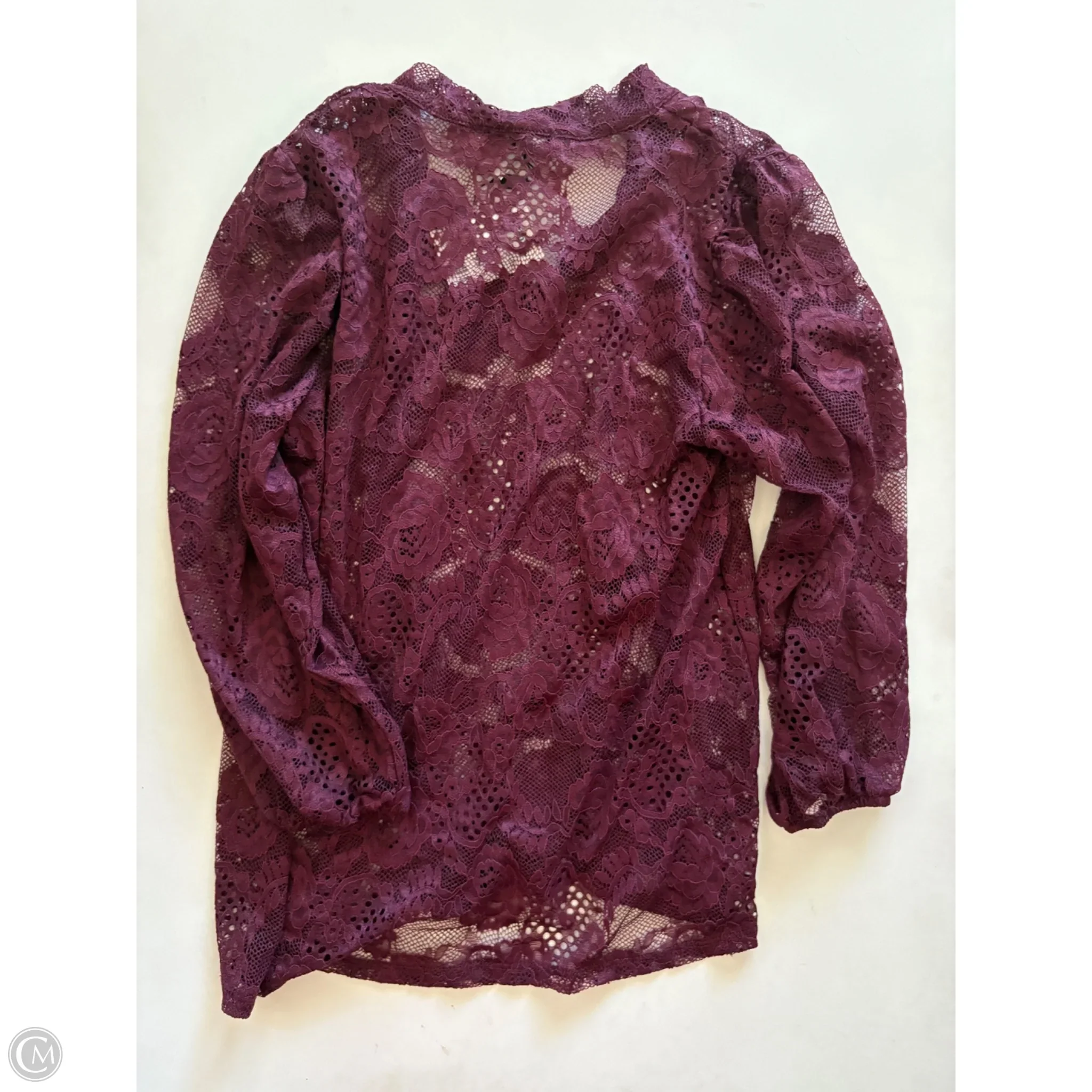 Top Long Sleeve By Cable And Gauge In Maroon, Size: M - Image 2