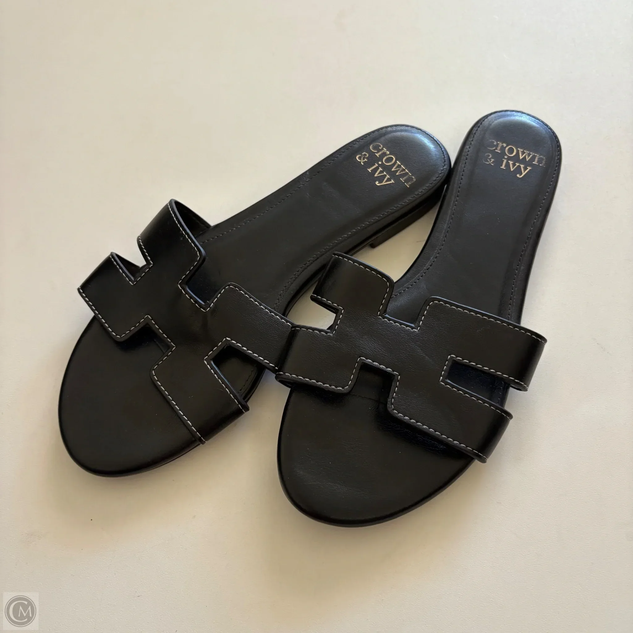 Sandals Flip Flops By Crown And Ivy In Black, Size: 7 - Image 1