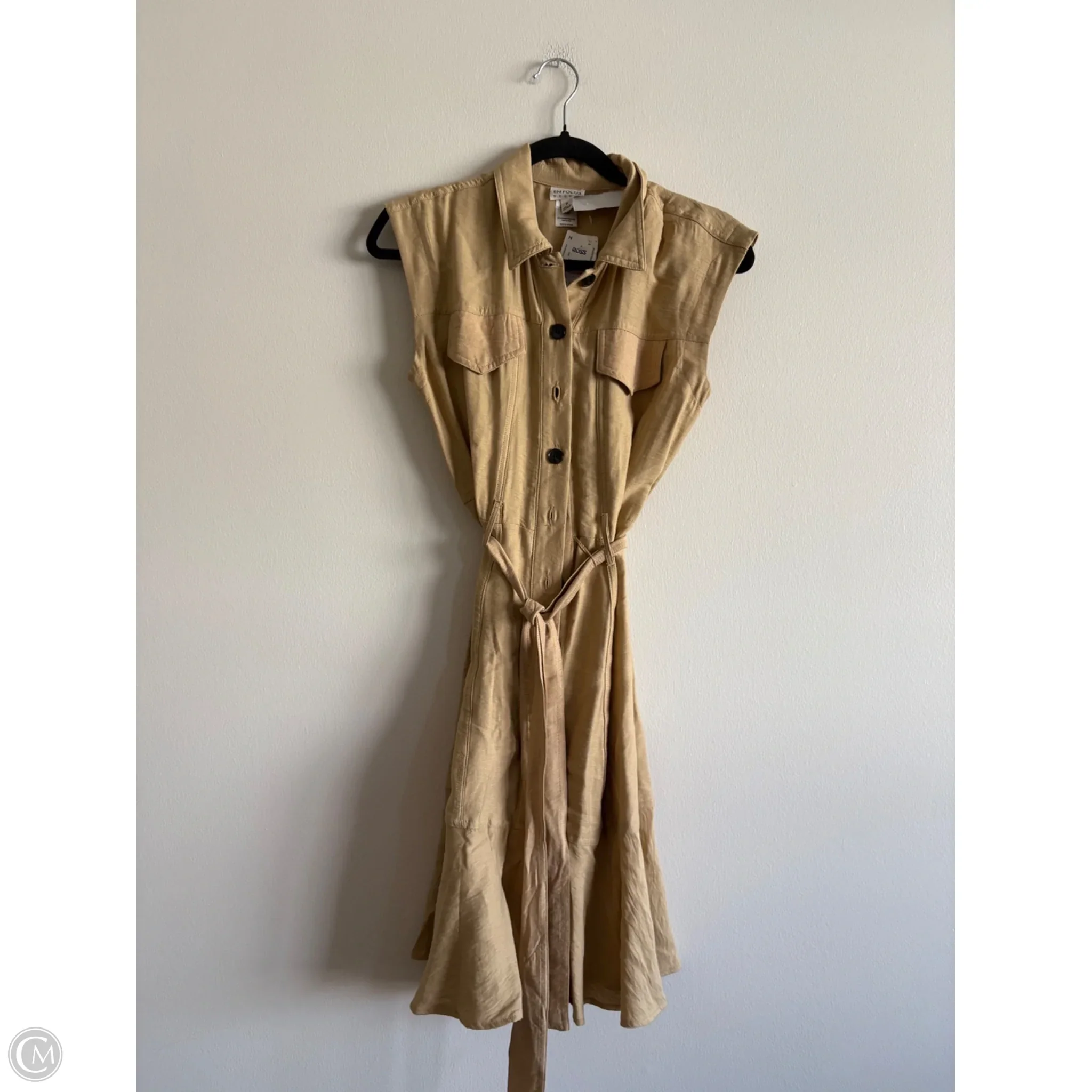 Dress Casual Midi By En Focus In Tan, Size: 8 - Image 1