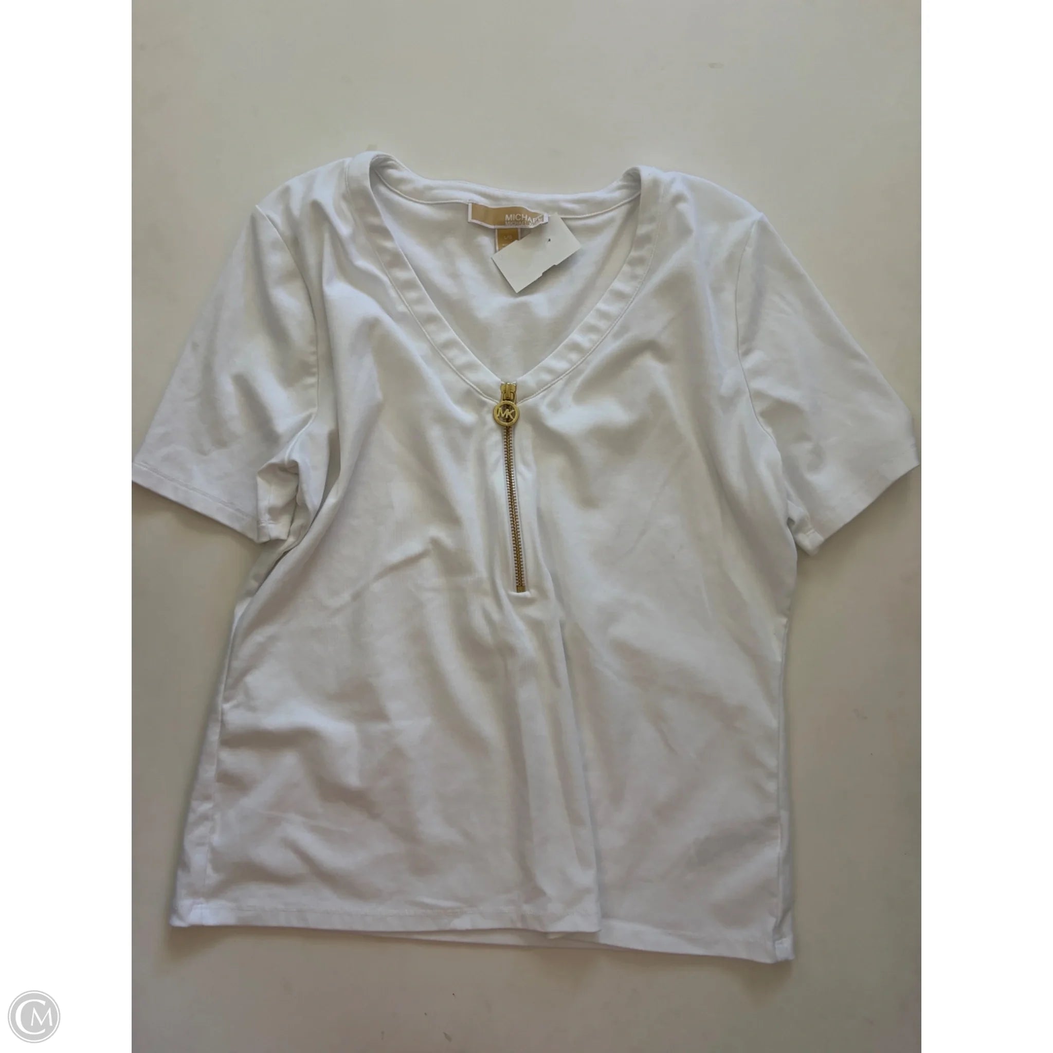 Top Short Sleeve By Michael Kors In White, Size: L - Image 1