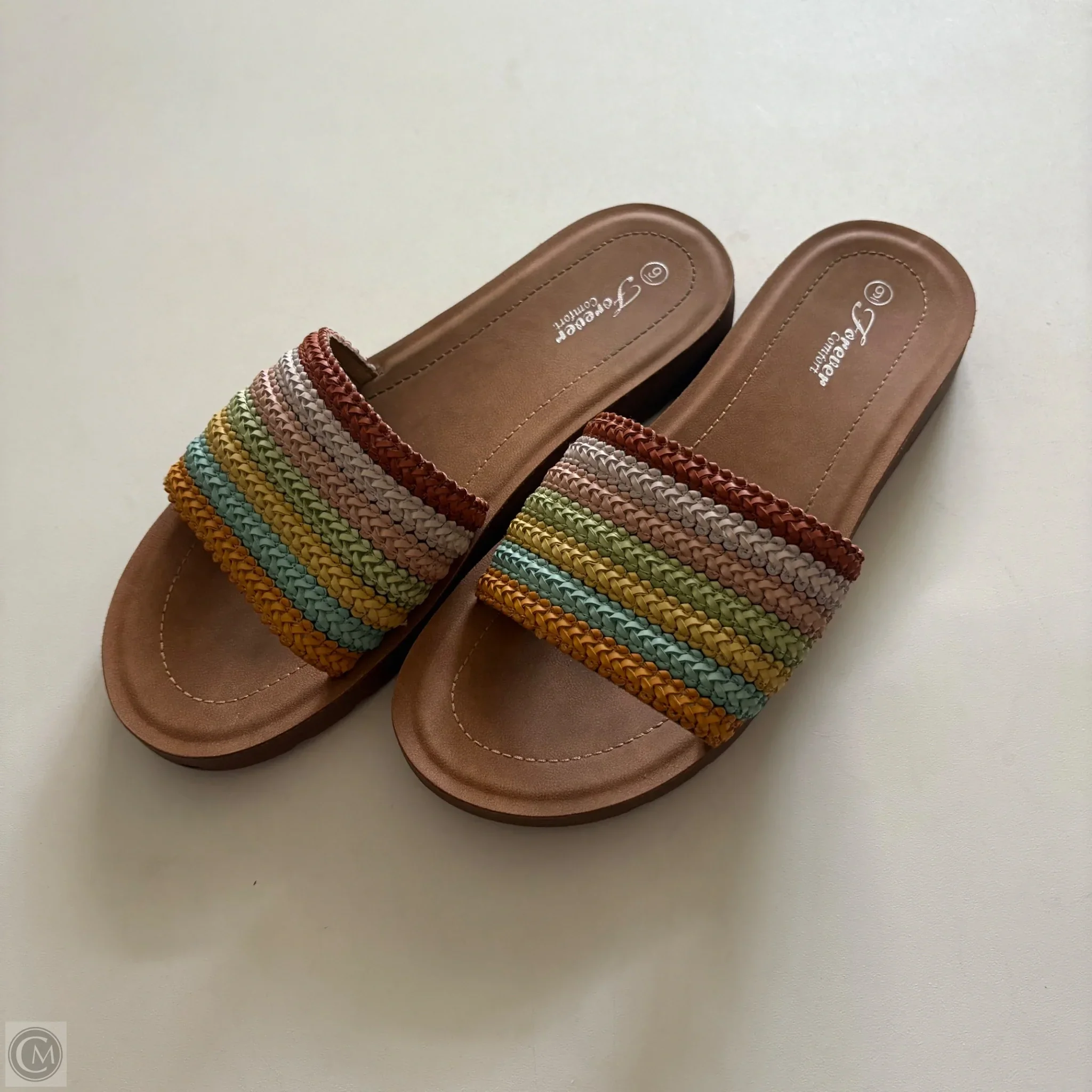 Sandals Flip Flops By Forever Comfort In Multi-colored, Size: 9