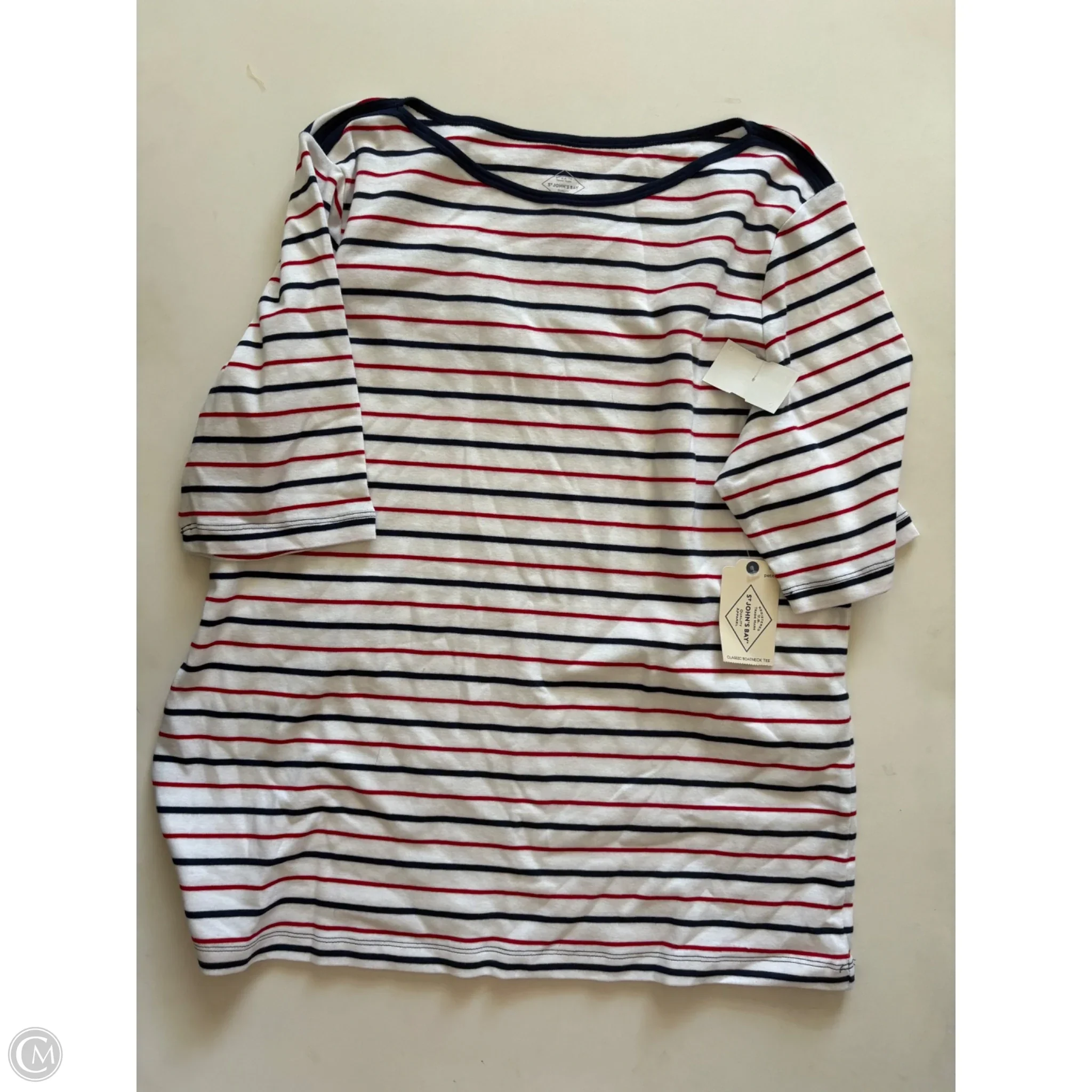 Top Short Sleeve By St Johns Bay In Striped Pattern, Size: Xlp - Image 1