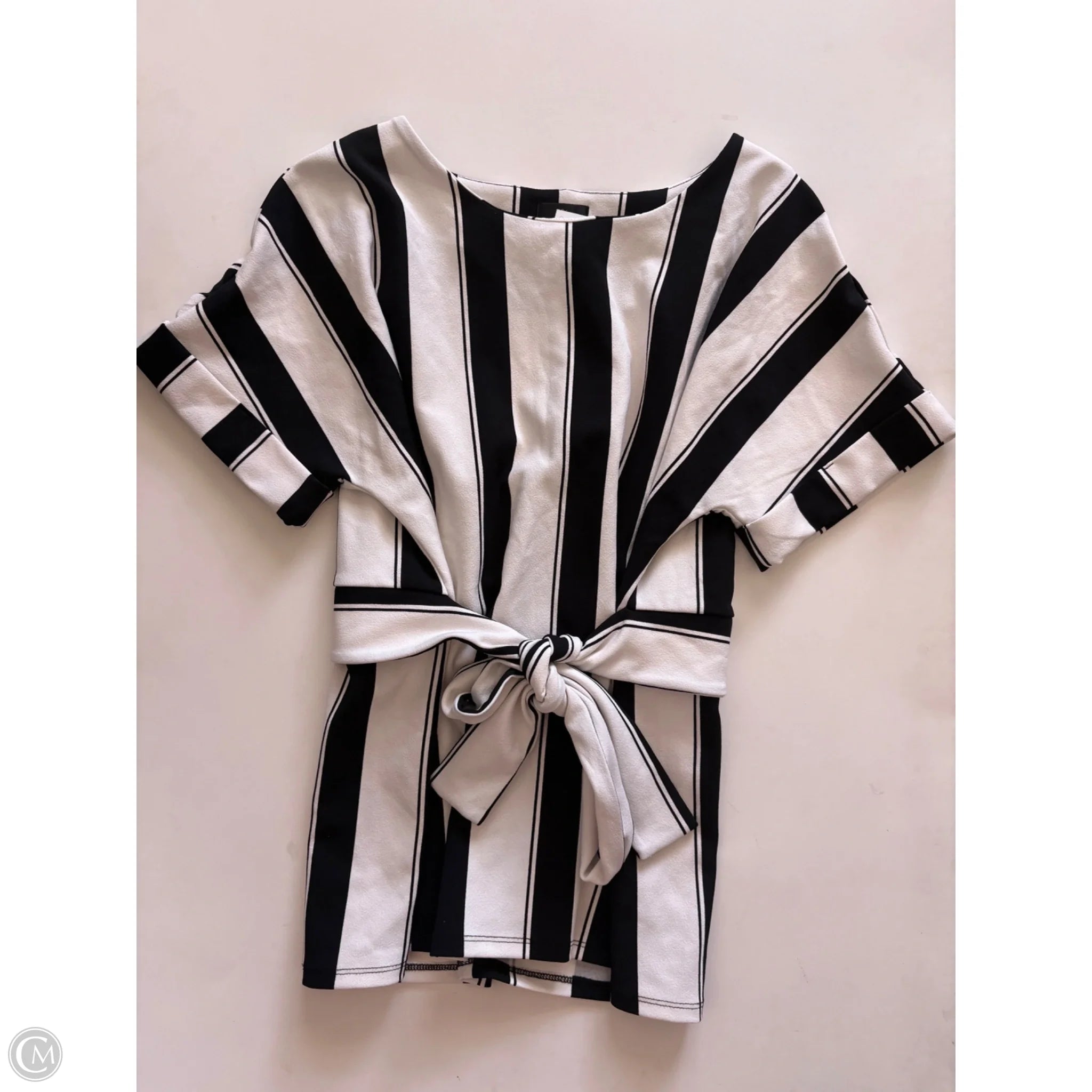 Top Short Sleeve By Worthington In Striped Pattern, Size: Mp - Image 1