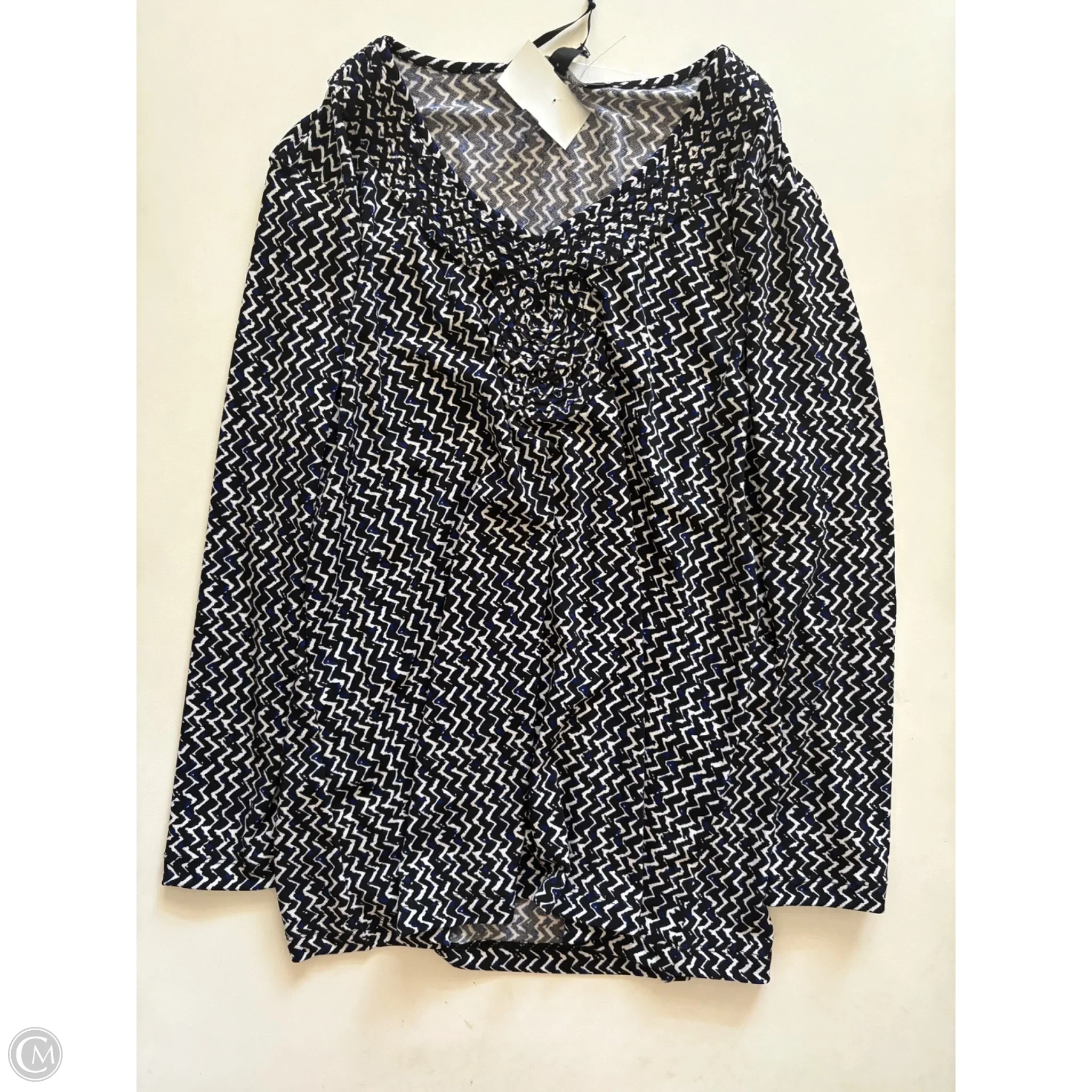 Blouse Long Sleeve By 41 Hawthorn In Navy, Size: L - Image 1
