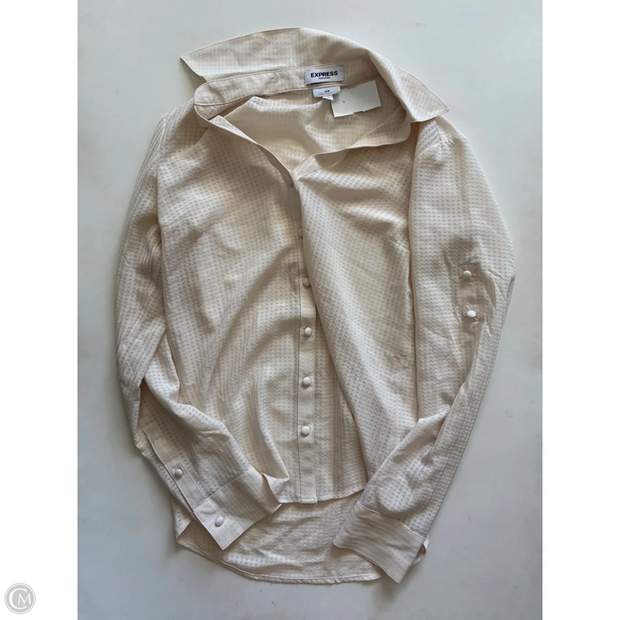 Blouse Long Sleeve By Express In Cream, Size: Xs - Image 1