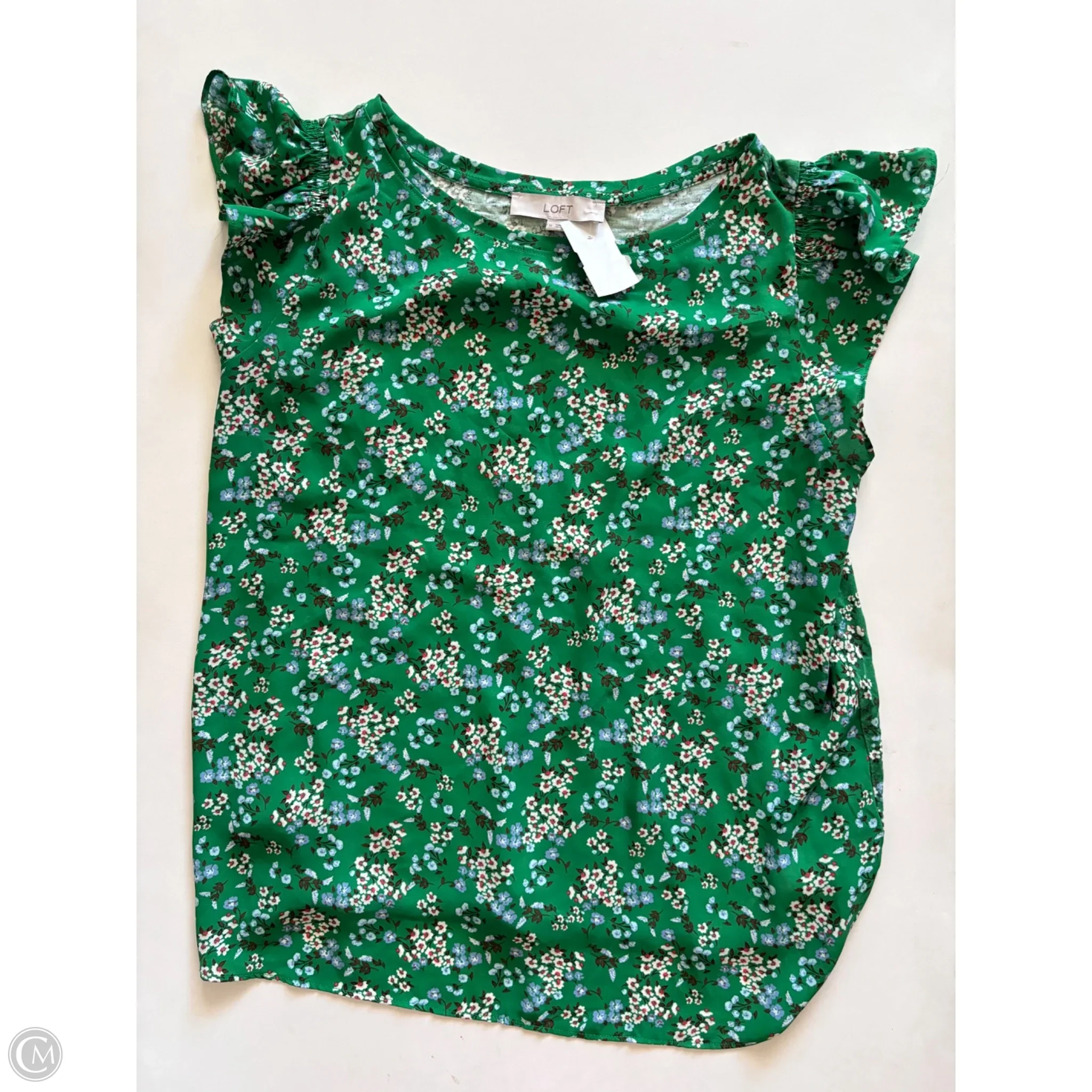 Blouse Short Sleeve By Loft In Green, Size: M - Image 1