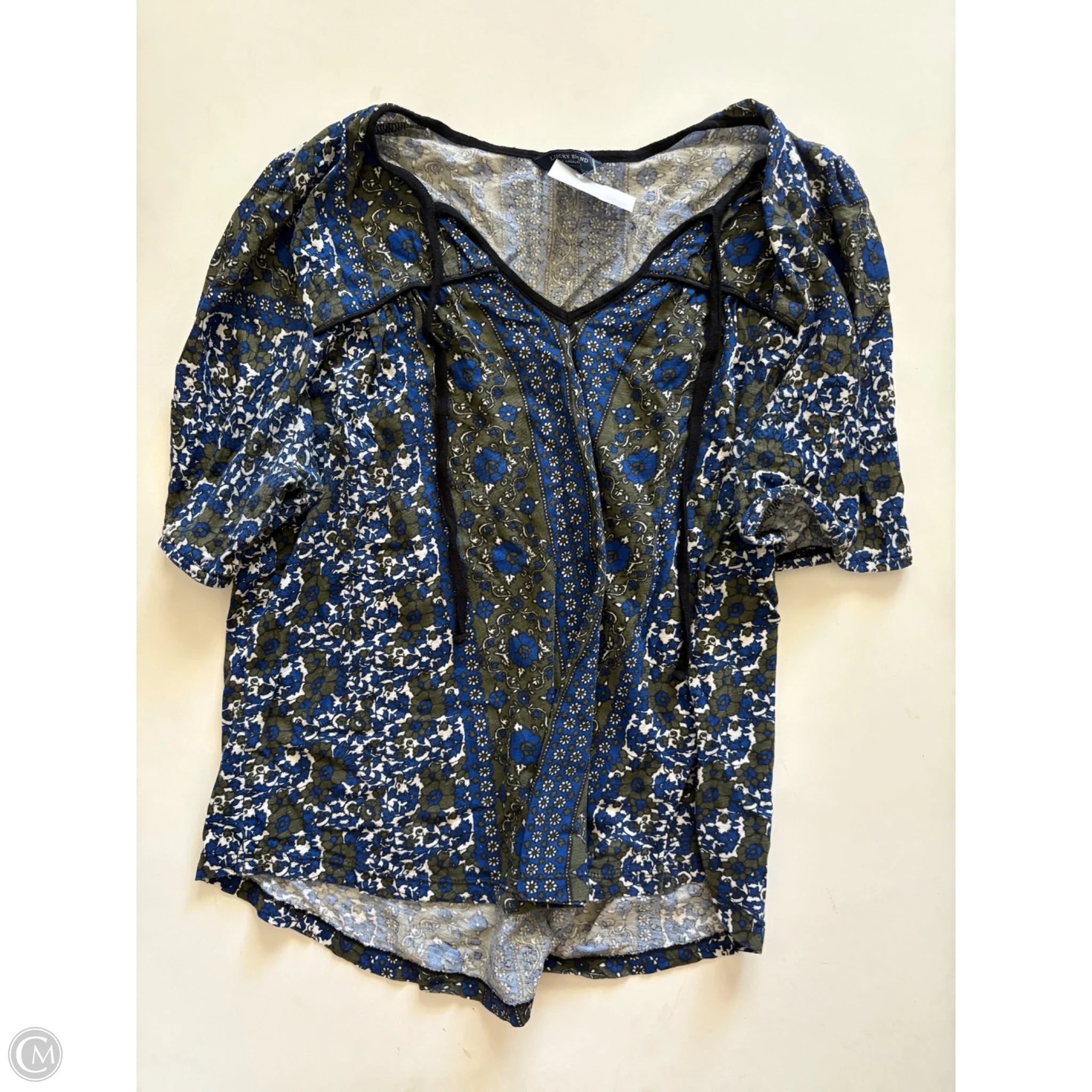 Top Short Sleeve By Lucky Brand In Blue & Grey, Size: L - Image 1
