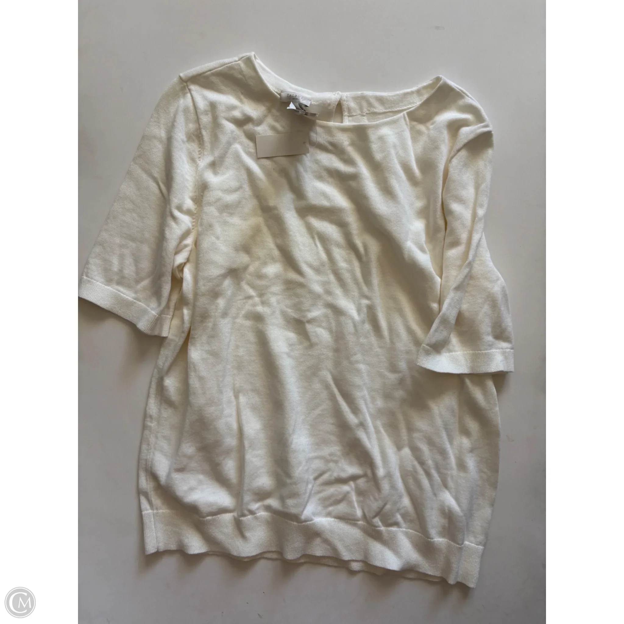 Sweater Short Sleeve By Talbots In Cream, Size: L - Image 1