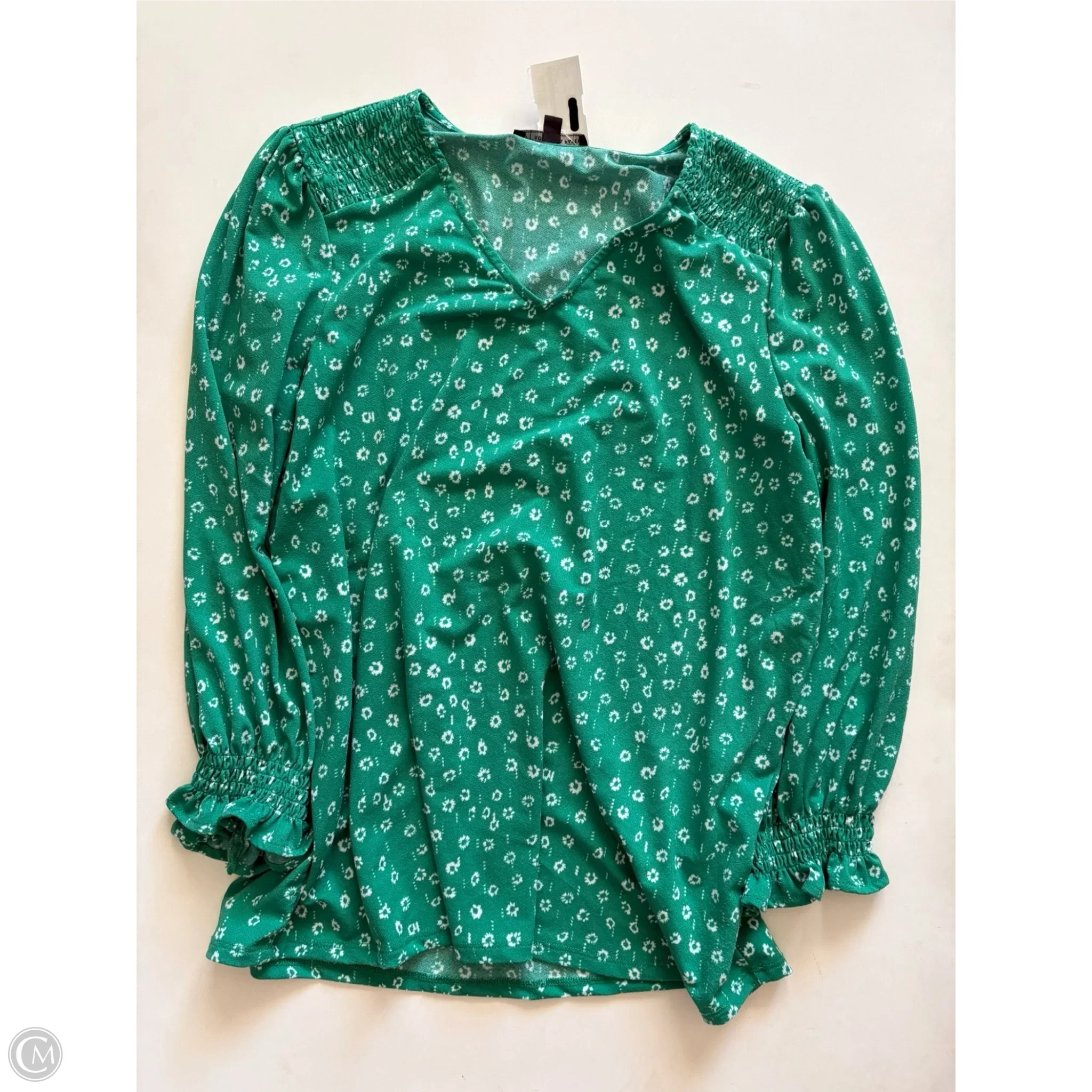 Blouse Long Sleeve By Adrianna Papell In Green, Size: M - Image 1